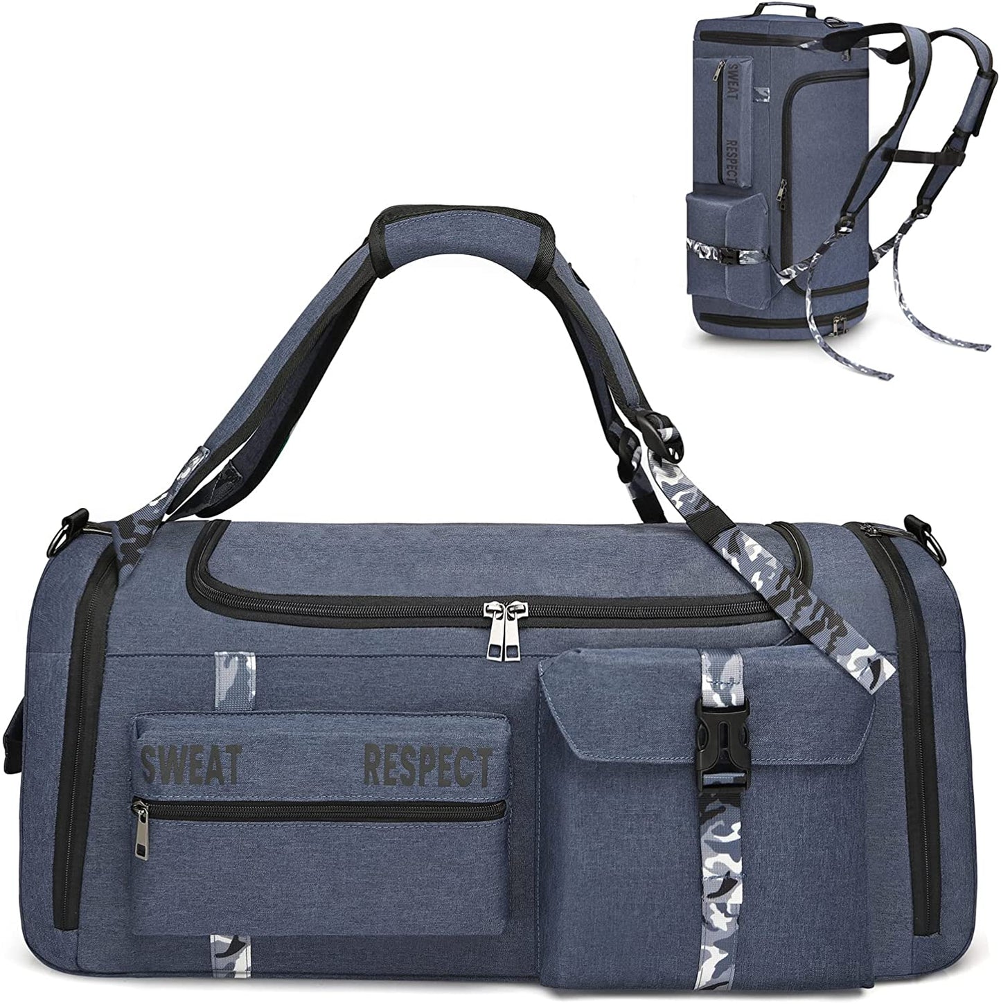 Bags for Men Gym Duffle Bag Backpack 3-Way Sports Duffel Bags for Men with Shoe Compartment & Wet Pocket