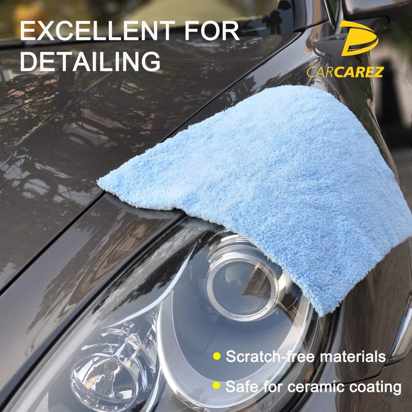 Microfiber Towels for Cars, Car Drying Wash Detailing Buffing Polishing Towel with Plush Edgeless Microfiber Cloth, 450 GSM 16x16 in. Pack of 6