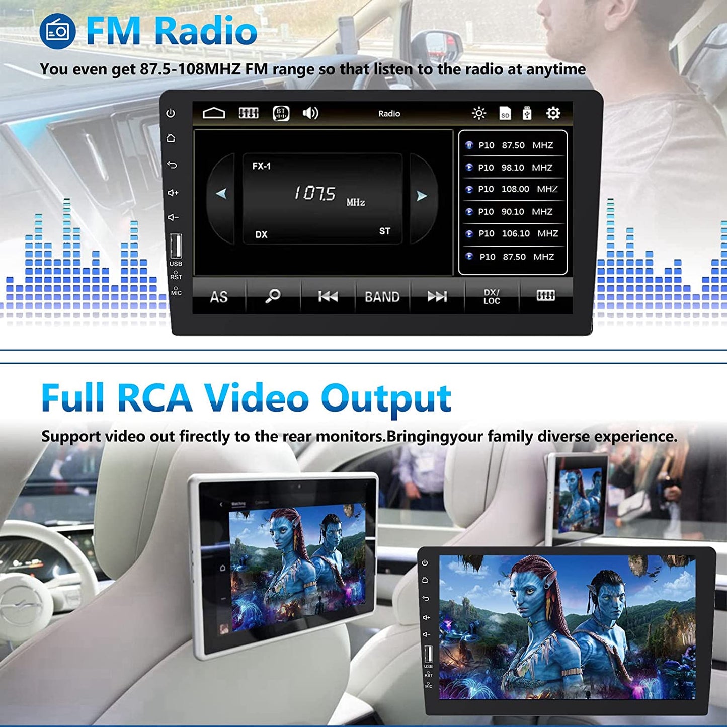 Single Din Car Stereo Compatible with Apple Carplay Android Auto 9 Inch Touch Screen Car Stereo with Bluetooth Car Radio MP5 Player with A/V Input Mirror Link Backup Camera SWC