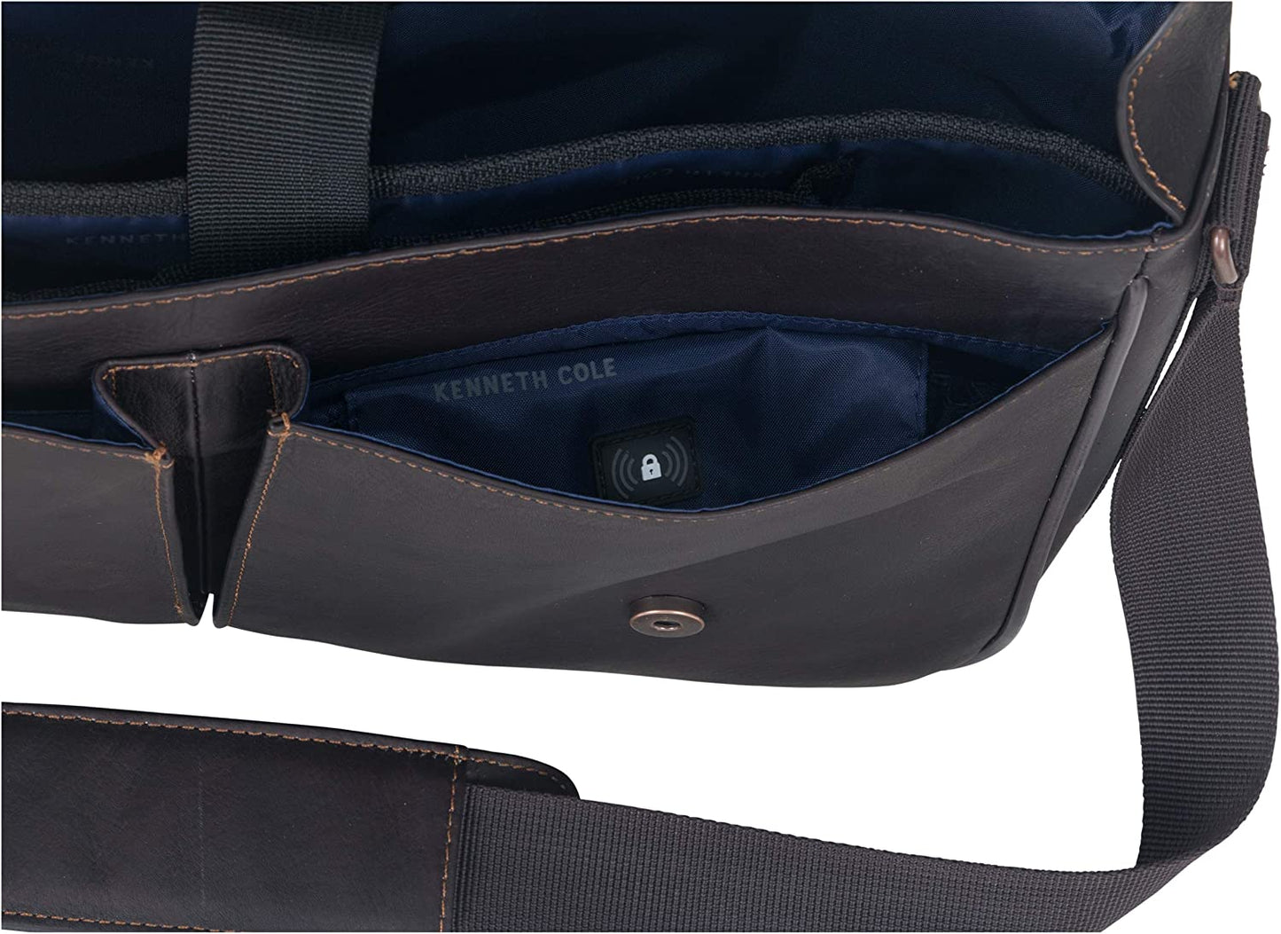 Kenneth Cole Reaction Come Bag Soon - Colombian Leather Laptop & iPad Messenger, Brown