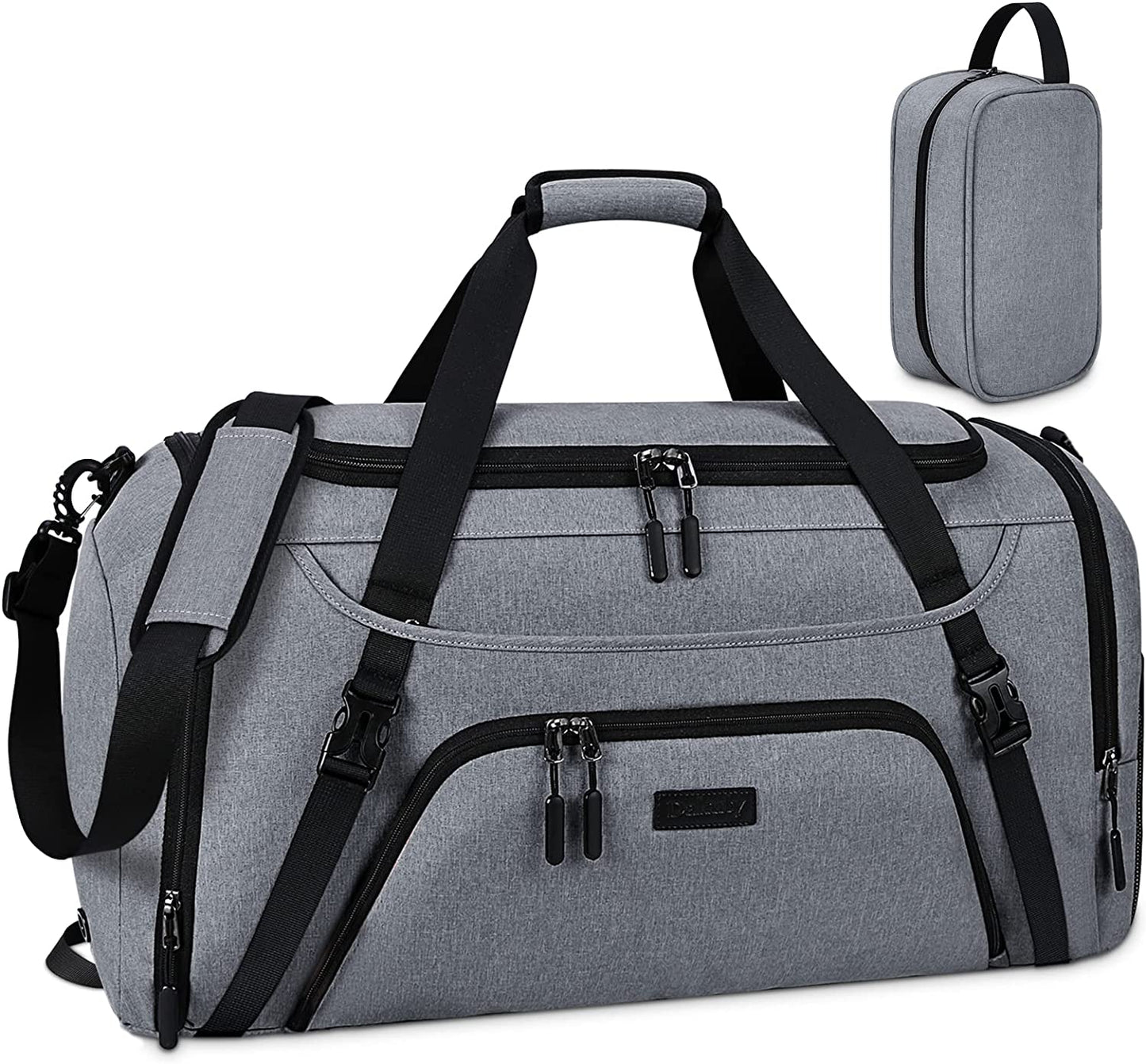 Gym Duffle Bag for Women Men 40L Waterproof Sports Bags Travel Duffel Bags with Shoe Compartment,Wet Pocket Large Weekender Overnight Bag with Toiletry Bag,Black