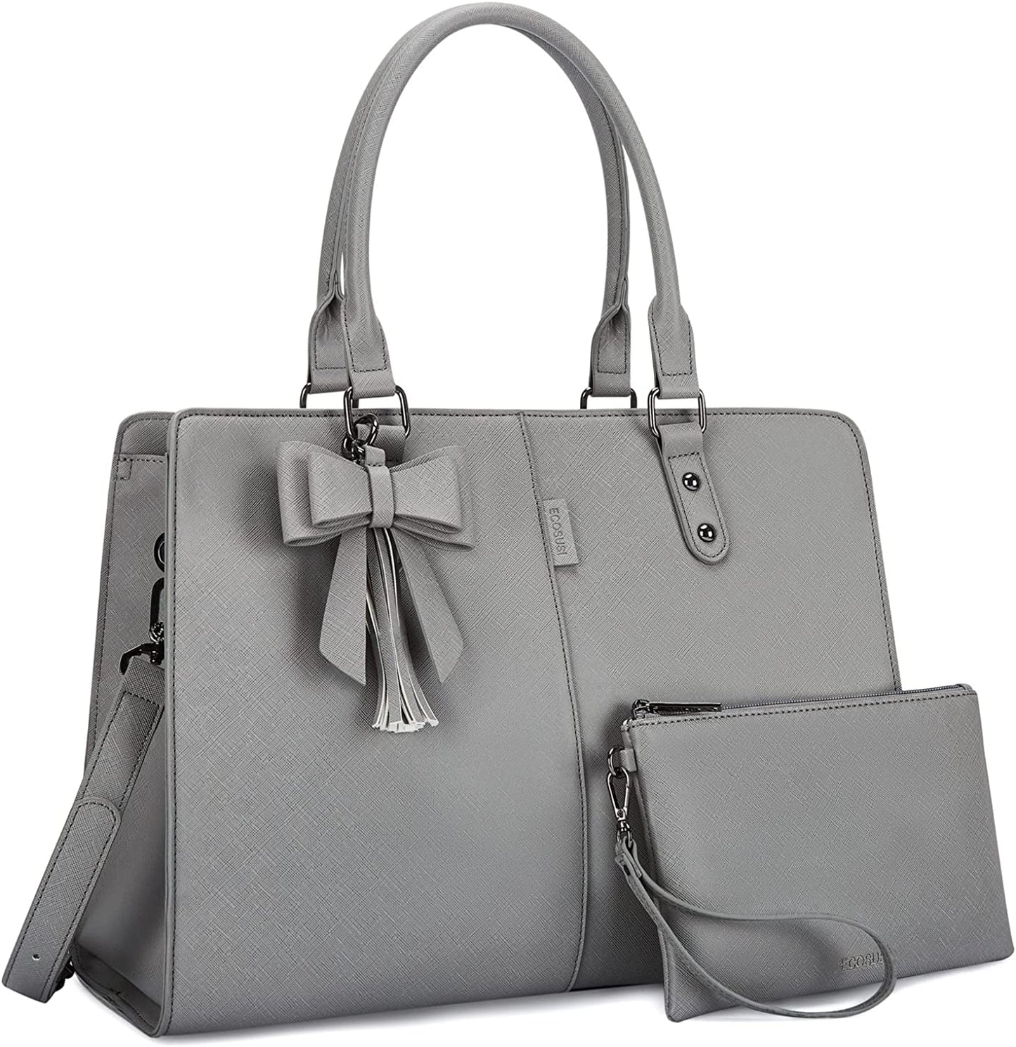 ECOSUSI Laptop Tote Bag Laptop Bag 15.6 inch Work Shoulder Briefcase Computer Messenger with Clutch Satchel Handbag 2 PCS Set