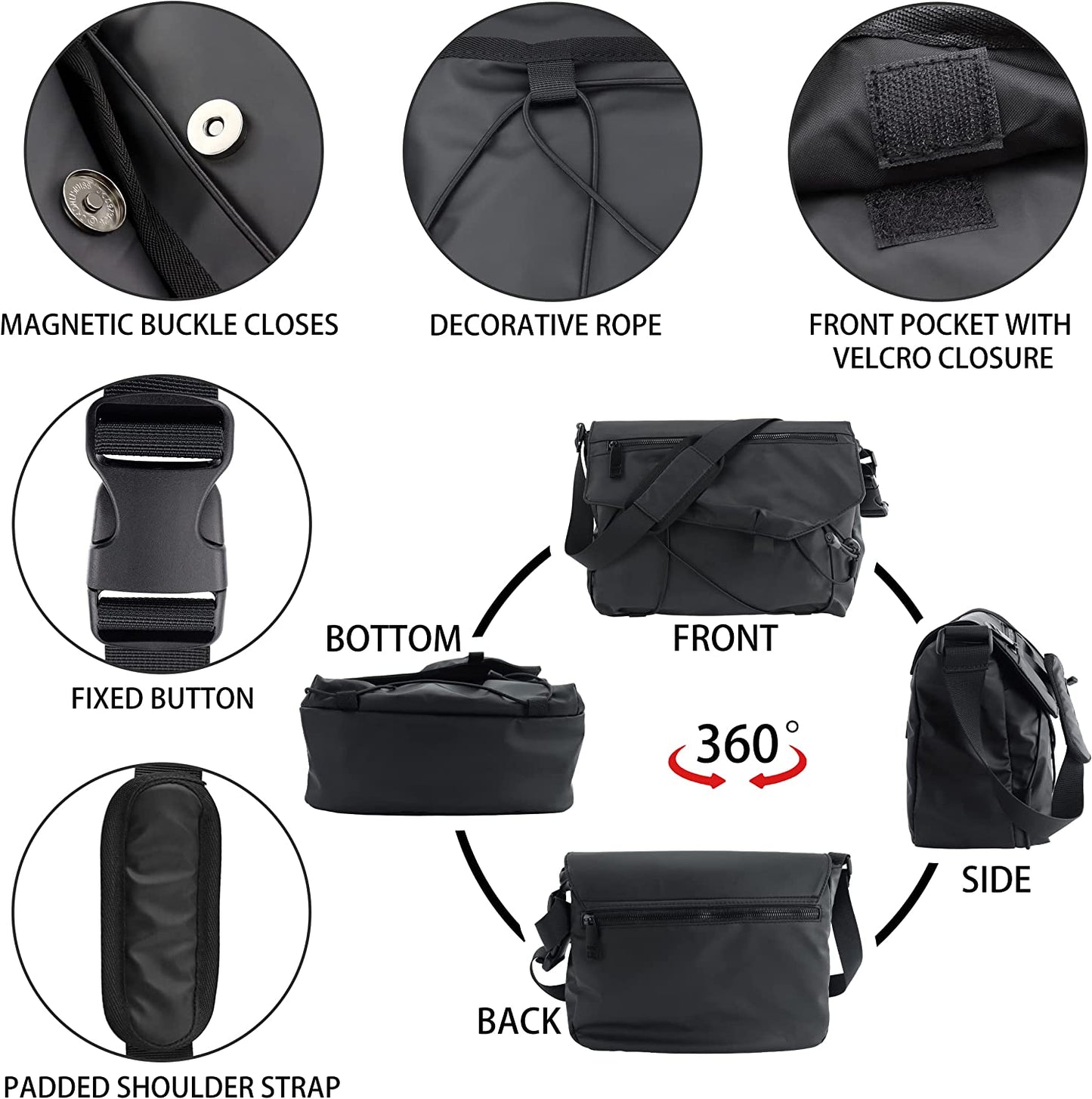 Messenger Bag for Men Women Crossbody Satchel Shoulder Bags for School Work Office with Adjustable Strap