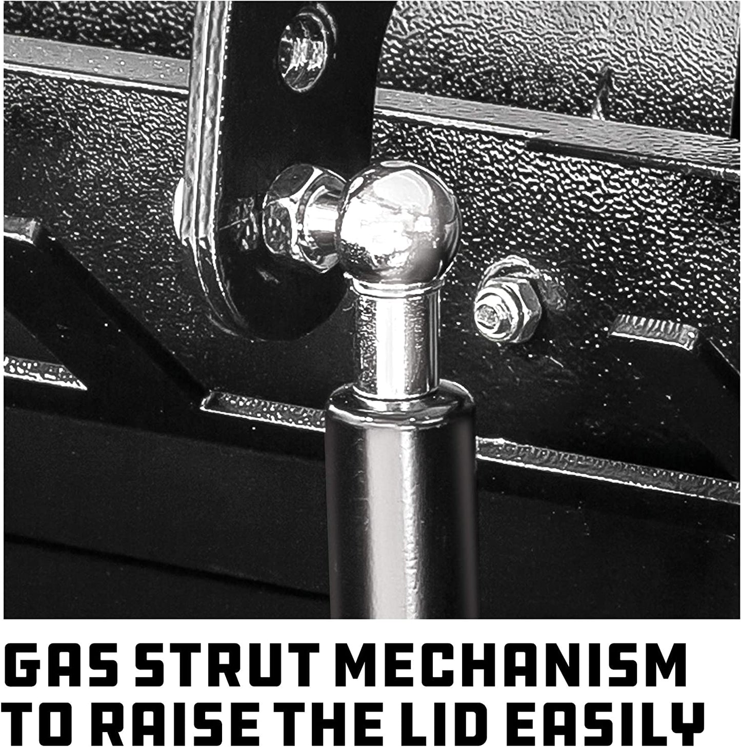 Powerbuilt 26 Inch Portable Slant Front Rapid Toolbox Tiered Stairstep Tool Holders, 16 Gauge Steel, Chrome Hardware, Weather-Resistant Lockable Polymer Lid, Grey, 240111