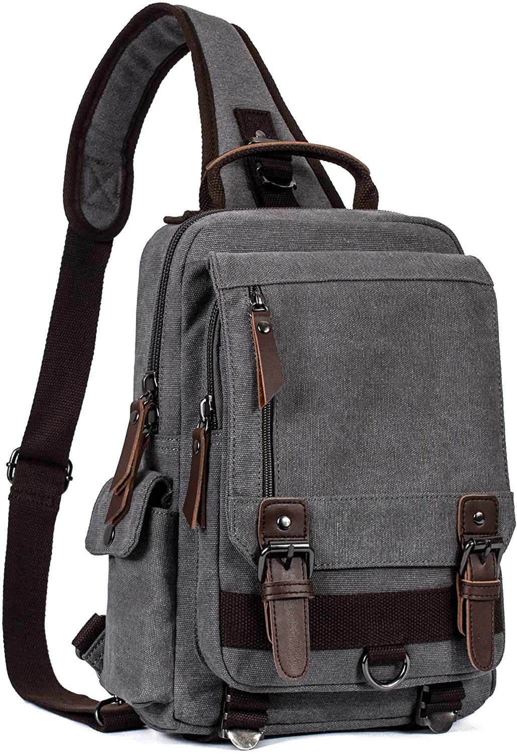 Leaper Canvas Messenger Bag Sling Bag Cross Body Bag Shoulder Bag Black, L