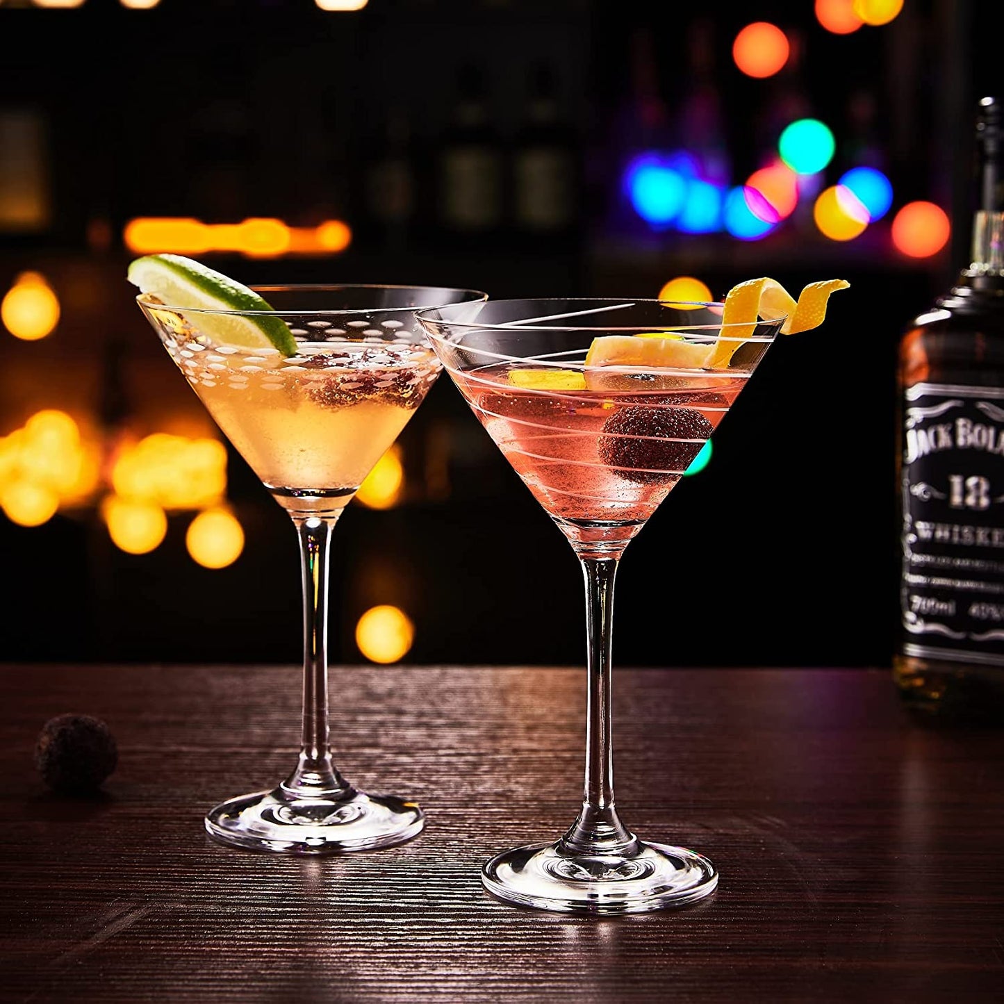 Crystal Martini Glasses Set of 6, SOGLIT Hand Crafted Etched Martini Glasses with Stem, Manhatann Glasses for Cocktail, Cosmopolitan Glasses, 9oz Etched Cocktail Glasses Gift for Men, Crystal Clear