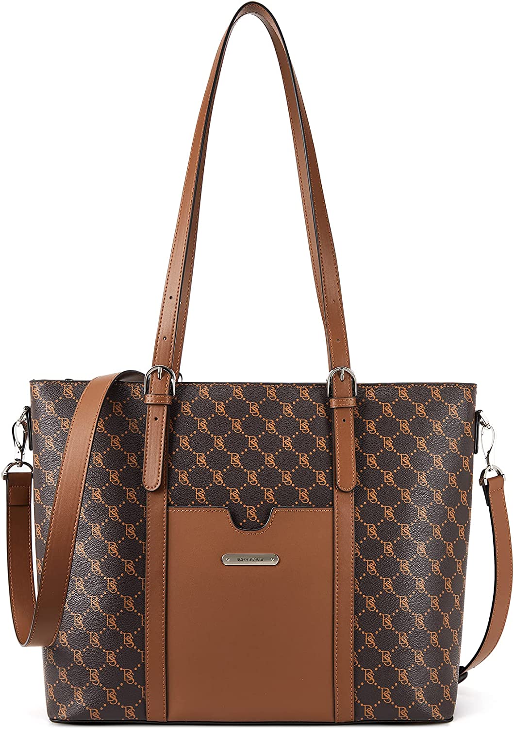 Women Leather Laptop Tote Office Shoulder Handbag Vintage Briefcase 15.6 inch Computer Work Purse