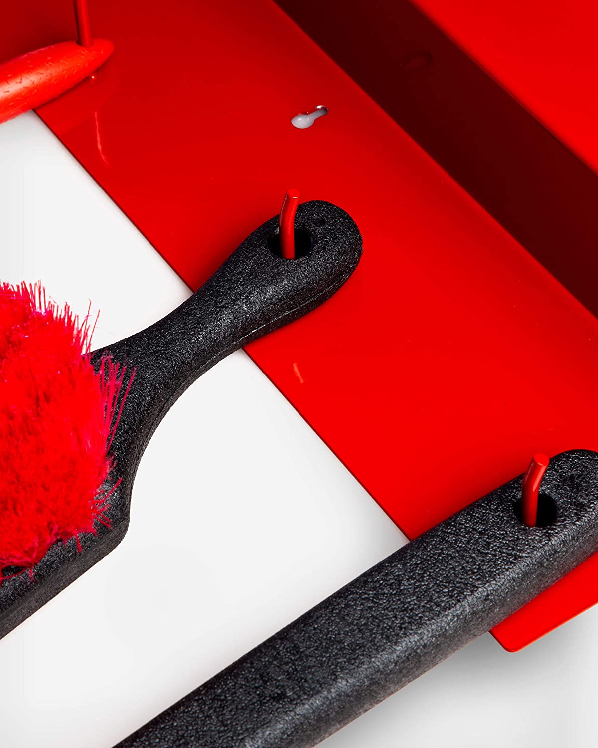 Brush Holder All Purpose Garage Shelf - Thick Gauge Steel Construction - Durable, All Metal System Safely Stores Your Detailing Brushes & Tools