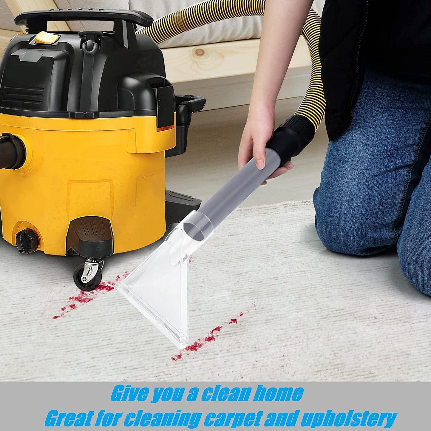 Hand Wand with Clear Head for Upholstery & Carpet Cleaning, Turn Wet-Dry Vac into an Extractor, Detailing Hand Tool for Portable Extractor & Truck Mount