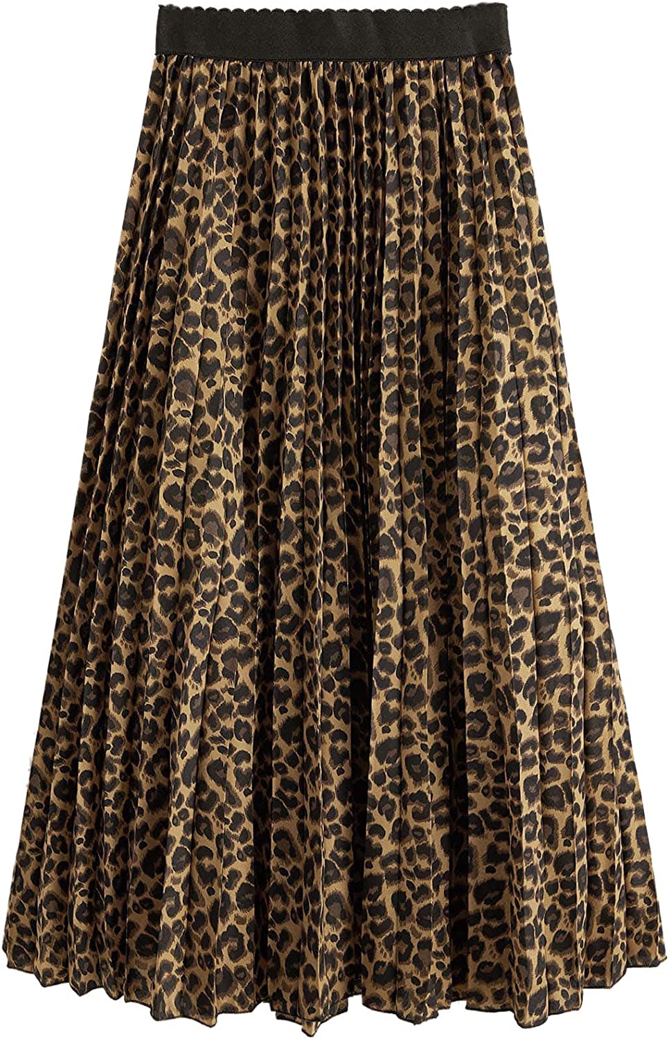 Women's Boho Elastic Waist Scarf Print Pleated Midi Skirt