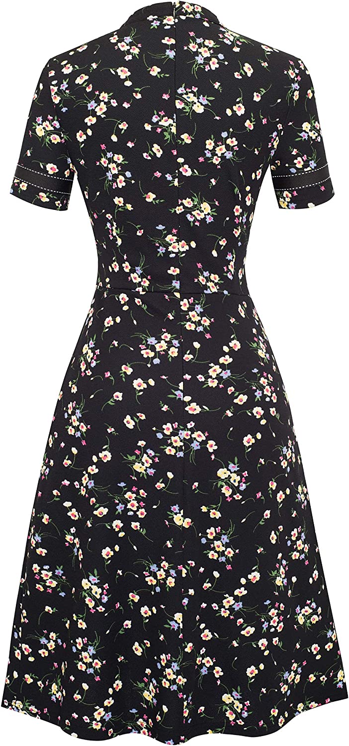 Women's Chic Crew Neck 3/4 Sleeve Party Homecoming Aline Dress A135