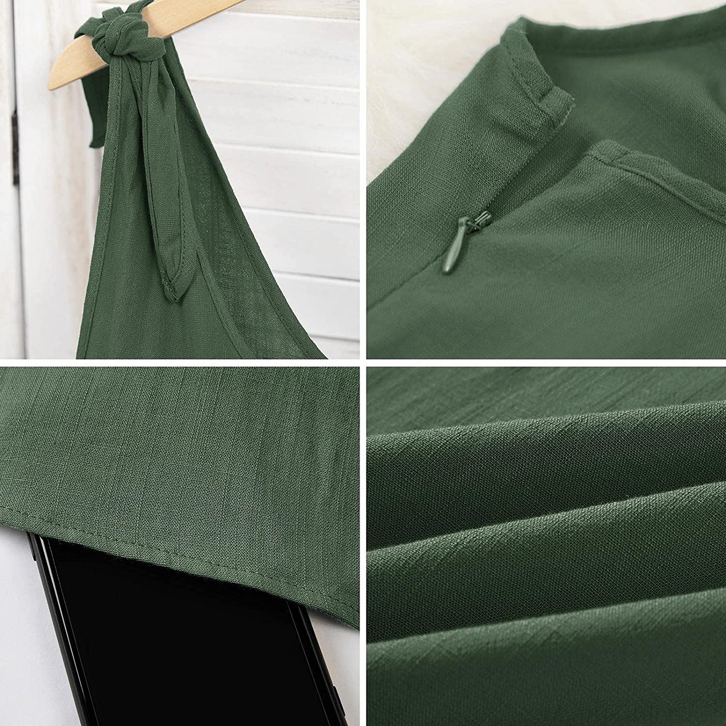 Womens Summer Shoulder Tie Strap Babydoll Dress Casual Scoop Neck A-Line Skater Swing Mini Sundress