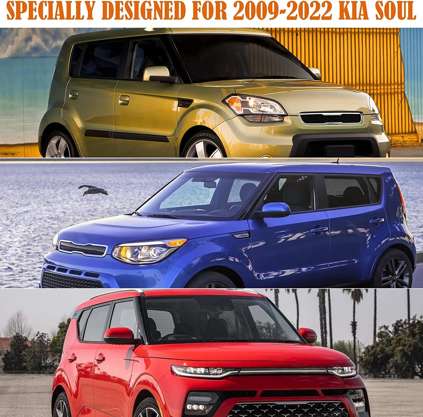 Waterproof Car Cover Replace for 2009-2021 2022 Kia Soul, 6 Layers Custom-Fit All Weather Full Car Covers with Zipper Door for Snow Rain Dust Hail Protection (Soul)