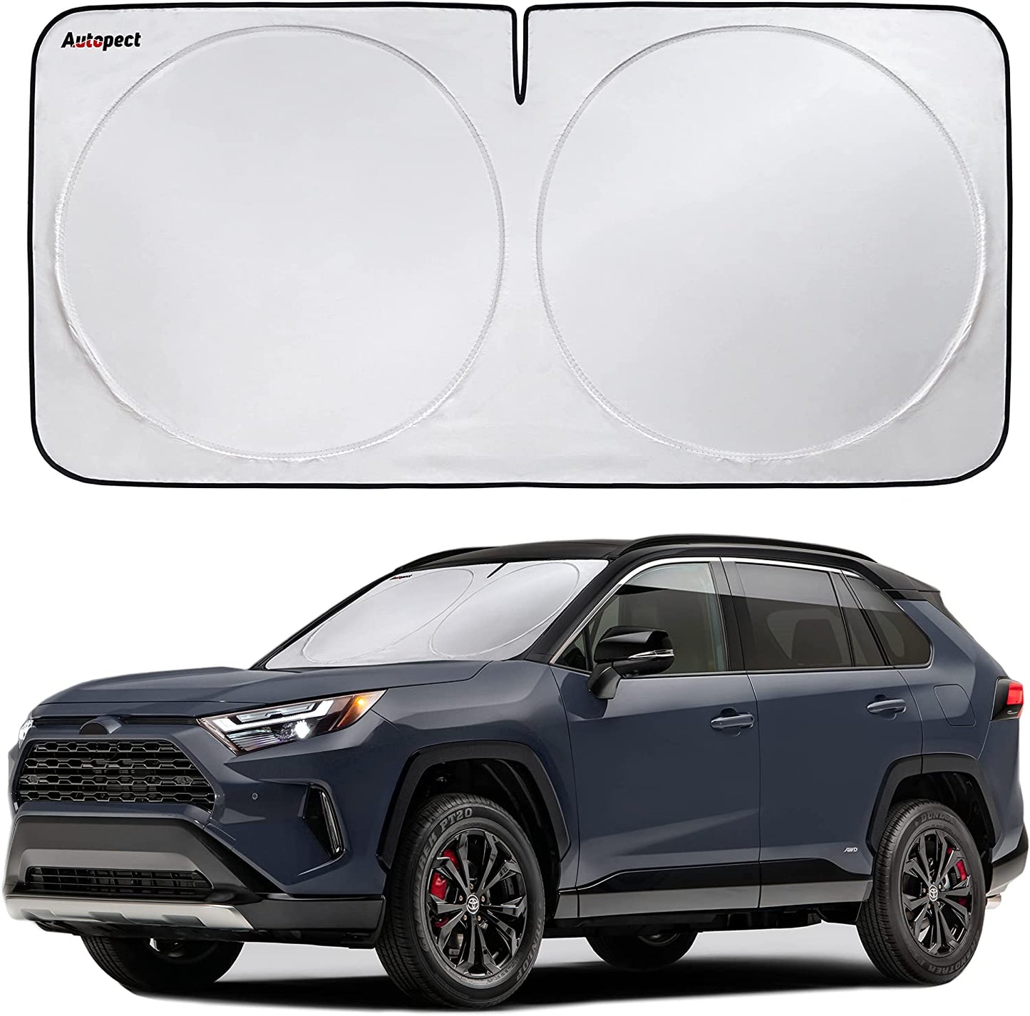 Car Windshield Sun Shade, Foldable Sun Blocker for Car, Truck, SUV Automotive Interior Sun Protection, Reflective Car Shade for Front Windshield with Mirror Cut-Out Keeps Car Cool (Medium)