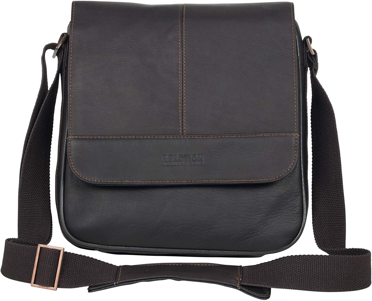 Kenneth Cole Reaction Come Bag Soon - Colombian Leather Laptop & iPad Messenger, Brown