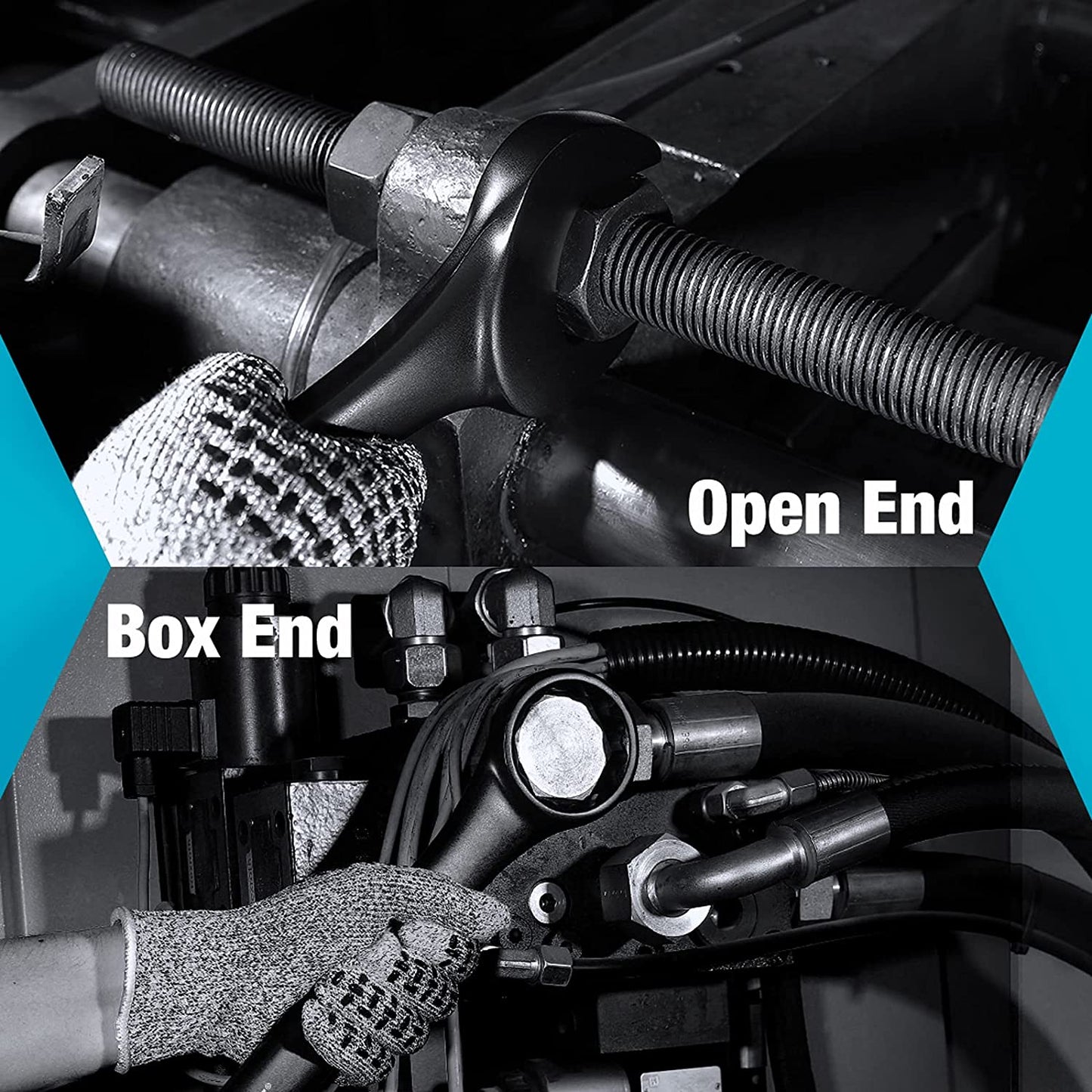 Jumbo Combination Wrench Set , SAE, 6-piece, 1-3/8'' to 2'', Chrome Vanadium Steel, Black Electrophoretic Coating, with Pouch