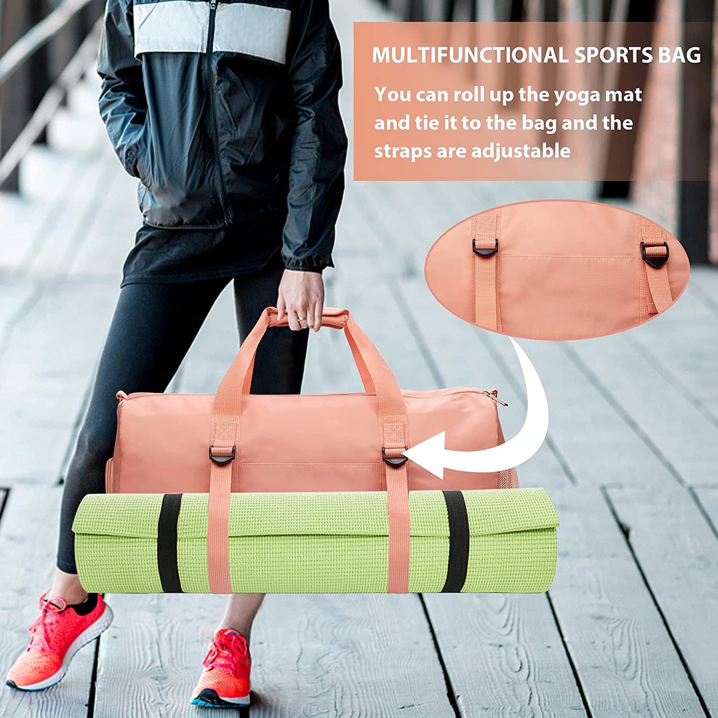 Sports Gym Bag for Men Women,Travel Duffel Bags,Shoe Bag Dry Bag Weekender Bag Waterproof for Swimming Fitness Gym Birthday Gifts For Women (Pink)