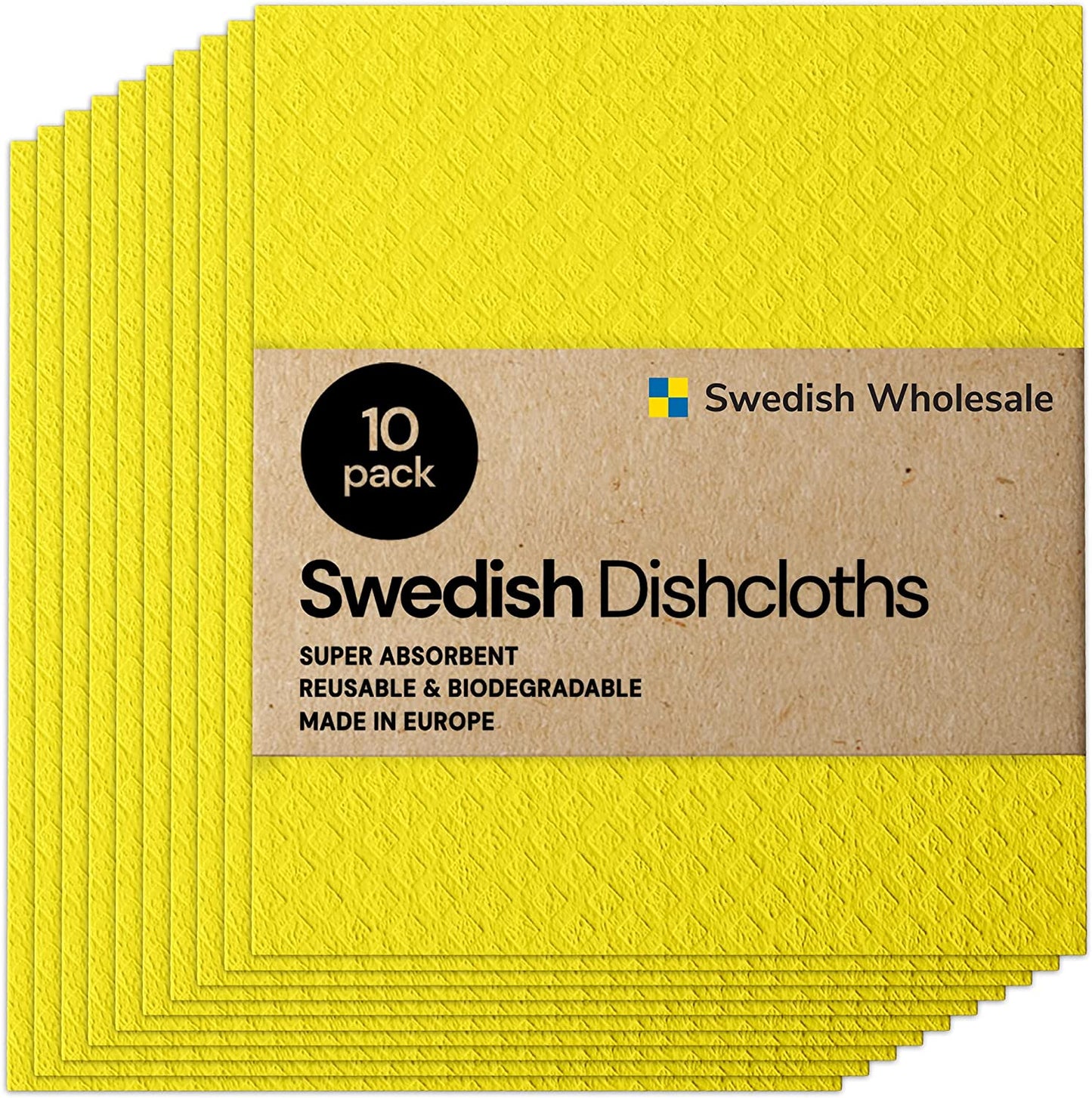 Swedish Wholesale Swedish Dish Cloths - 10 Pack Reusable, Absorbent Hand Towels for Kitchen, Counters & Washing Dishes - Cellulose Sponge Cloth - Eco Friendly Gifts - Assorted