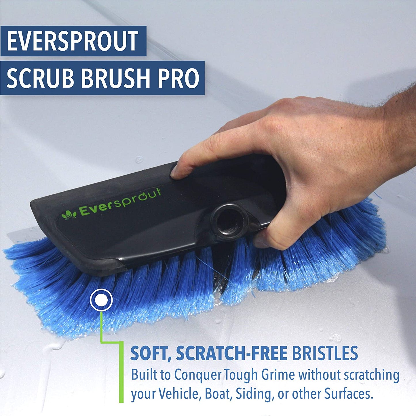 1.5-to-3.5 Foot Scrub Brush | Built-in Rubber Bumper | Lightweight Extension Pole Handle | Soft Bristles wash Car, RV, Boat, Solar Panel, Deck | Shower Brush for Cleaning | Floor Brush