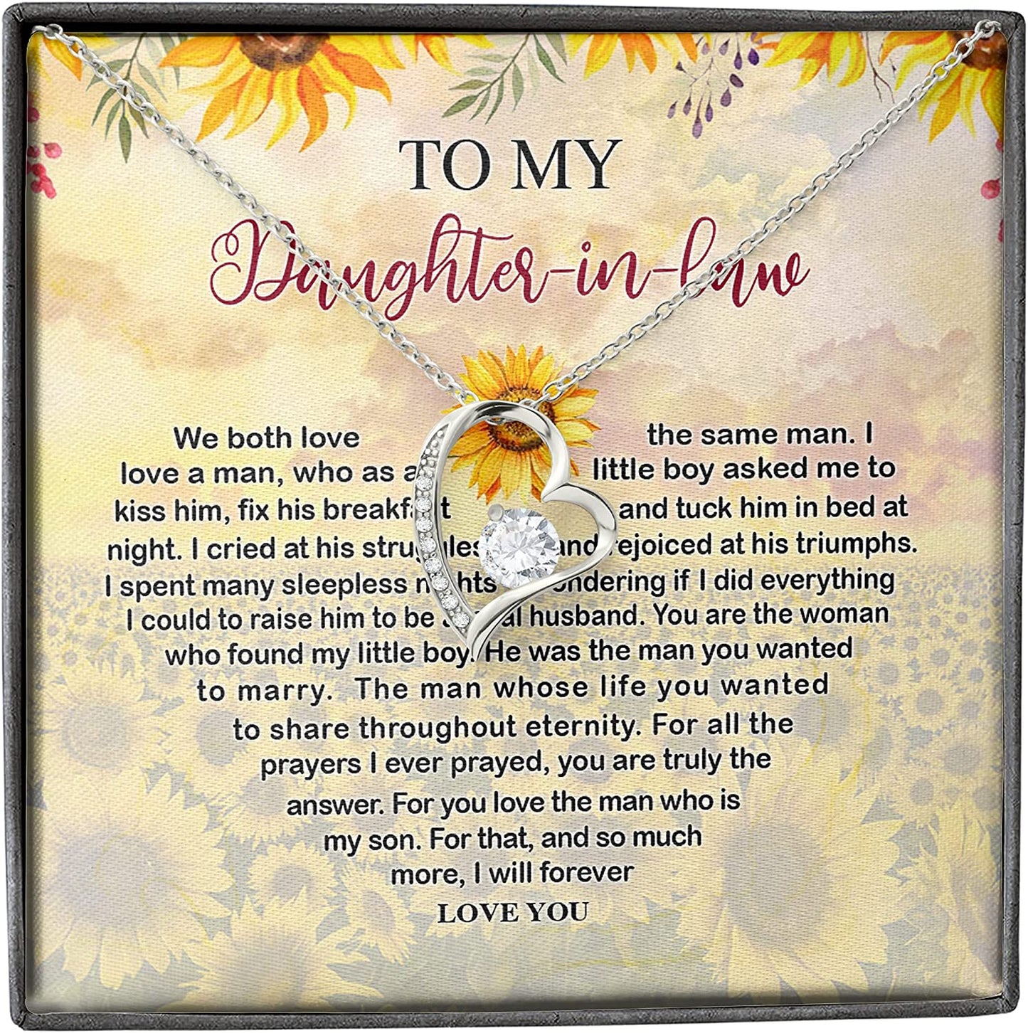 Daughter In Law Gift Ideas - To My Daughter In Law Necklace, Gifts For Daughter In Law From Mother In Law On Wedding Day, Birthday, Mothers Day, Christmas, Jewelry Gifts For Future Daughter In Law
