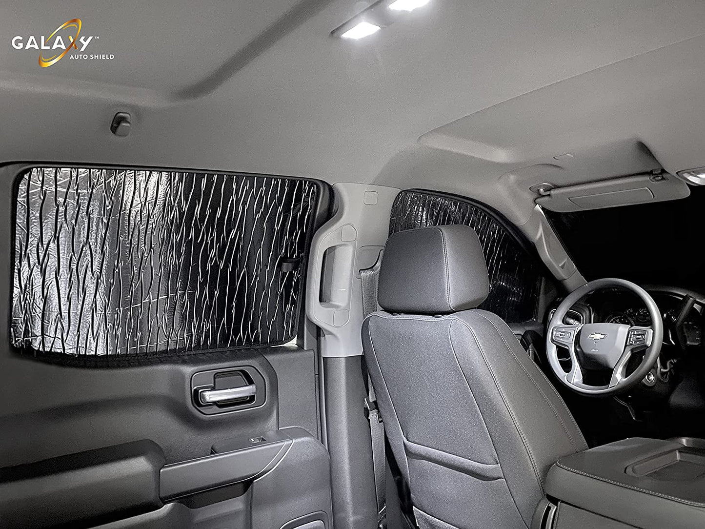 Custom Fit Windshield Sun Shade for 2019 2020 2021 2022 Chevrolet Silverado 1500 2500 3500, 2Dr 4Dr, Insulated Window Sunshade Privacy Accessories Blockout UV Reflector Protection - Made in USA