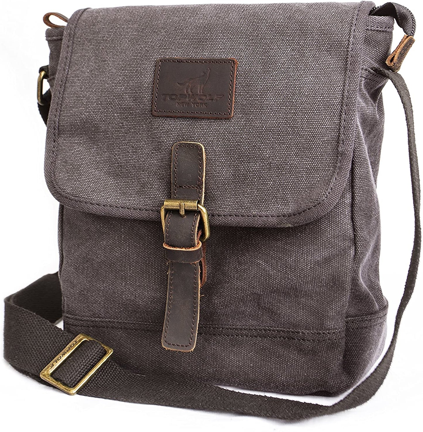 Canvas Messenger Bag TOPWOLF Small Crossbody Bag Casual Travel Working Tools Bag Shoulder Bag Hold Phone Handset Anti Theft