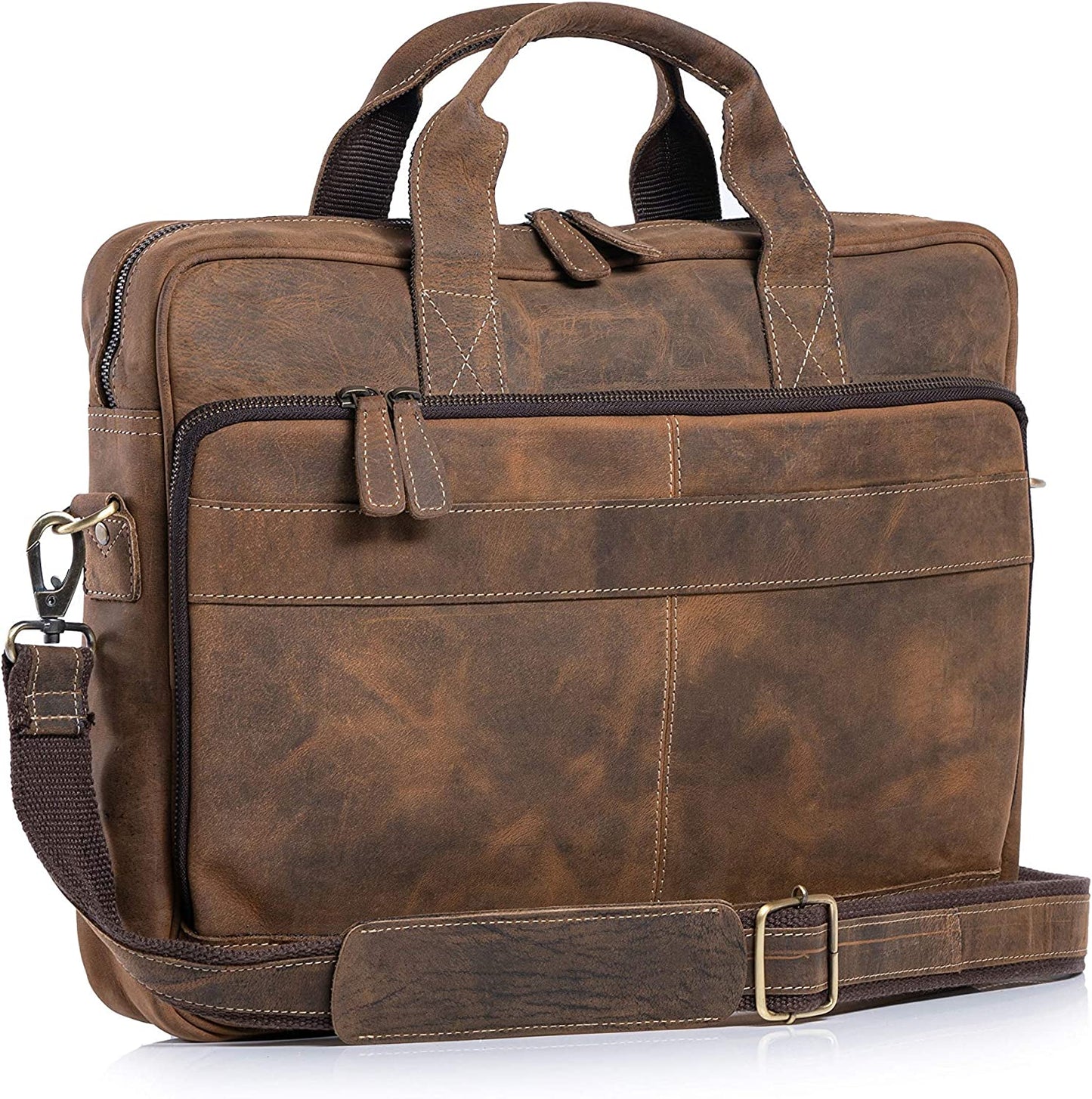 16 Inch Leather briefcases Laptop Messenger Bags for Men and Women Best Office School College Satchel Bag