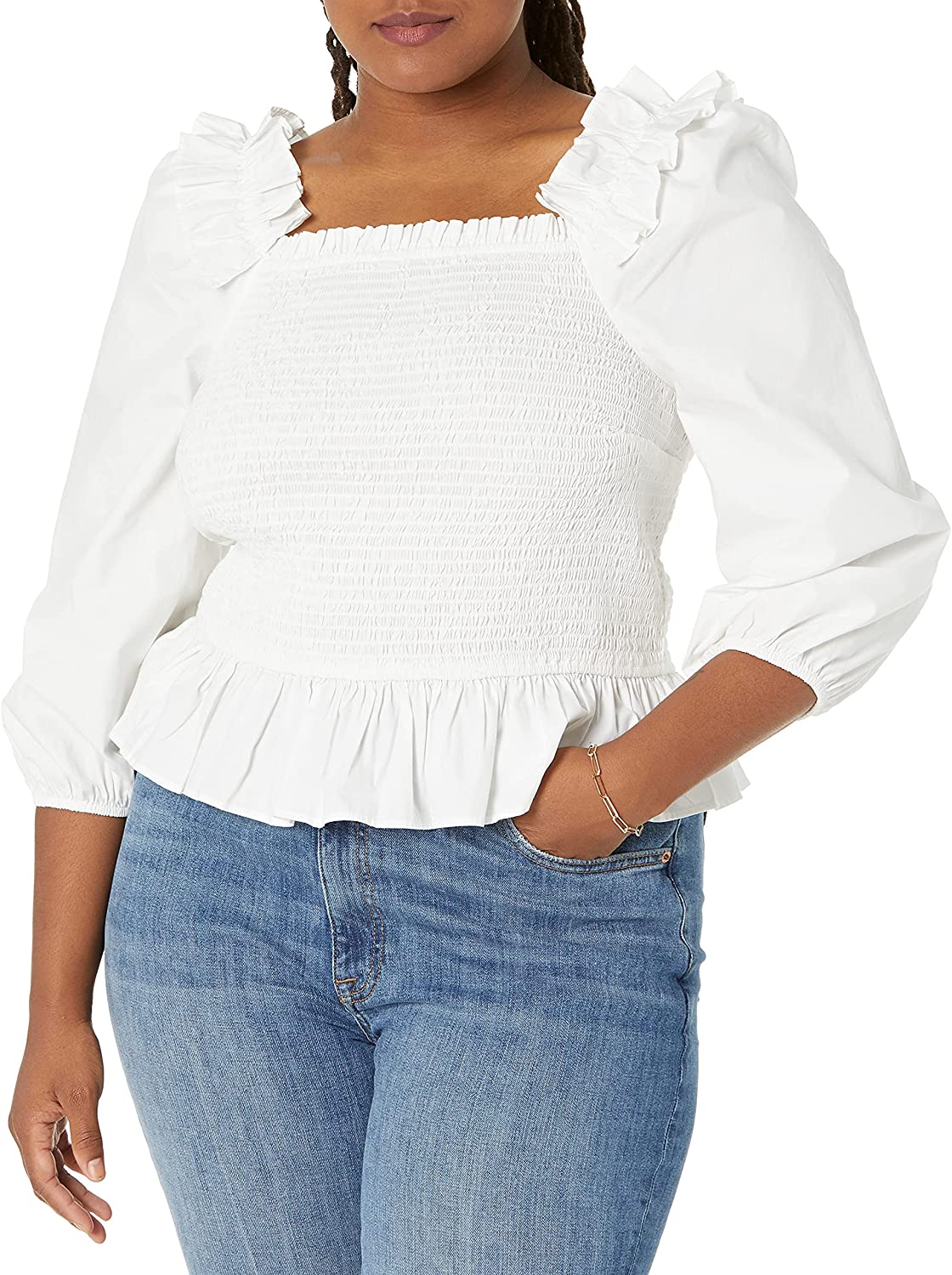 Women's Marisol Long Sleeve Ruffle Smocked Cropped Top