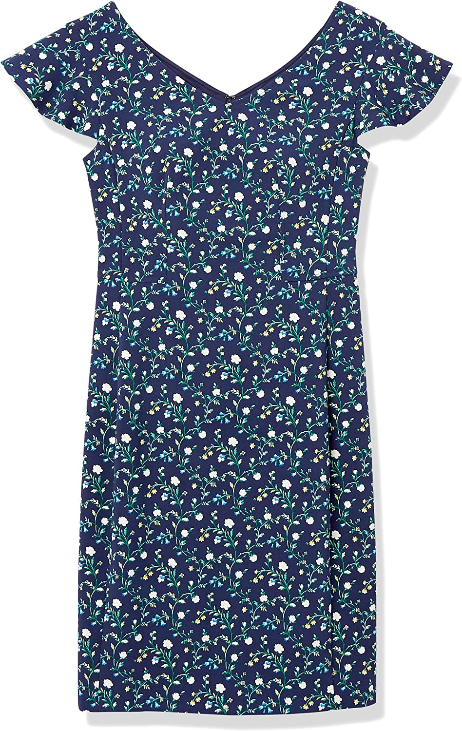 Women's Flutter Sleeve Double V Neck Sheath Dress