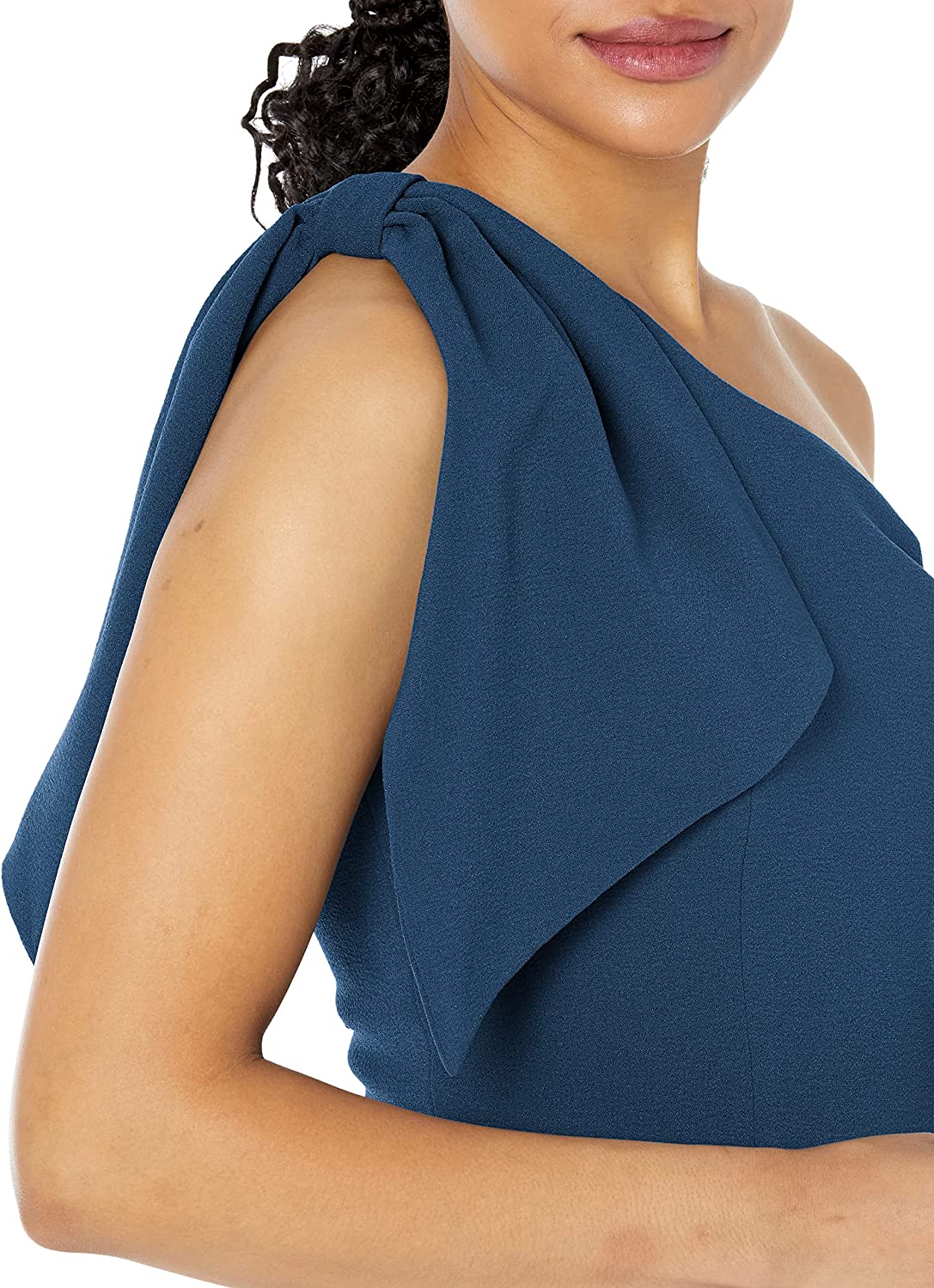 Dress the Population Women's Georgina One Shoulder Bow Detail Trumpet Gown Long Dress