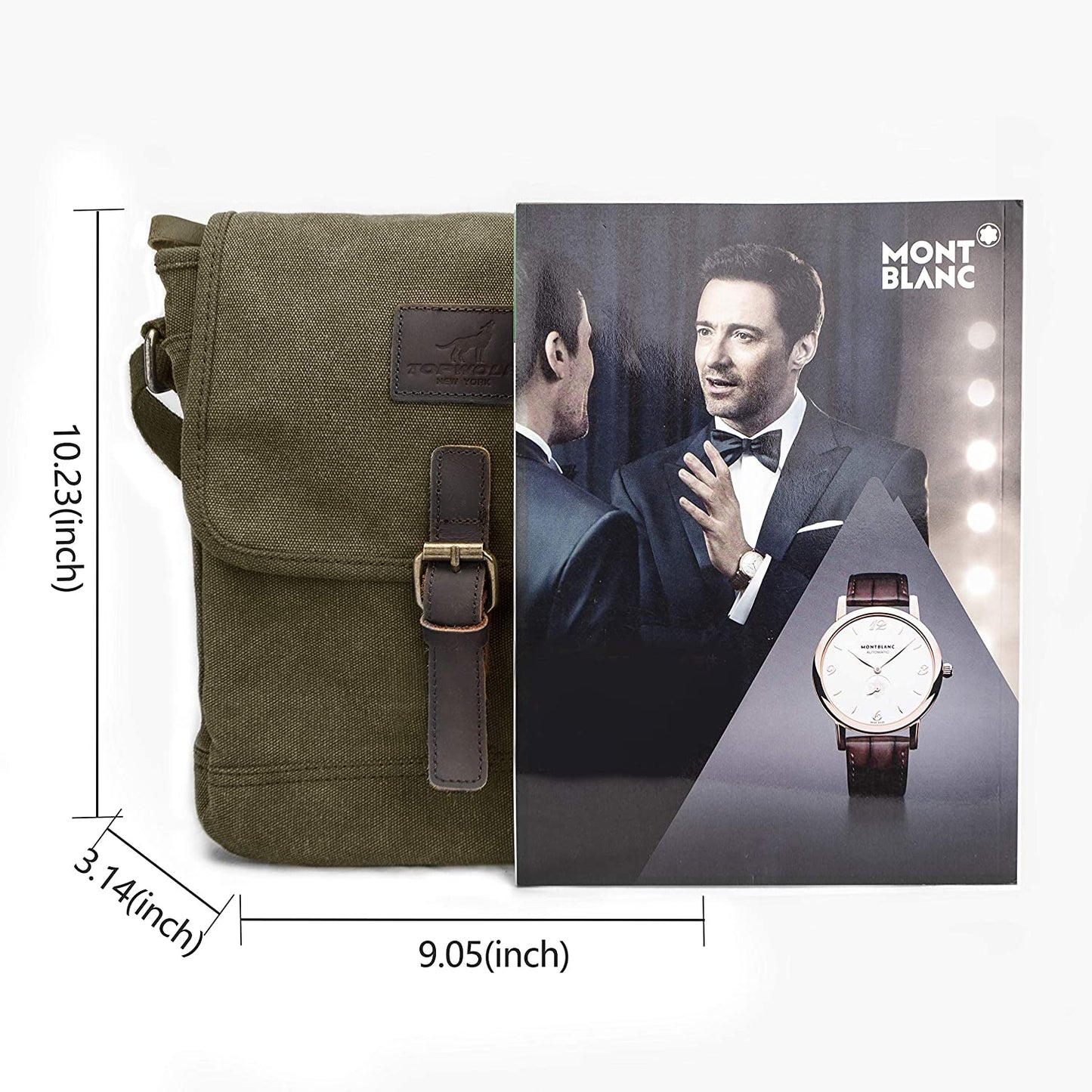 Canvas Messenger Bag TOPWOLF Small Crossbody Bag Casual Travel Working Tools Bag Shoulder Bag Hold Phone Handset Anti Theft