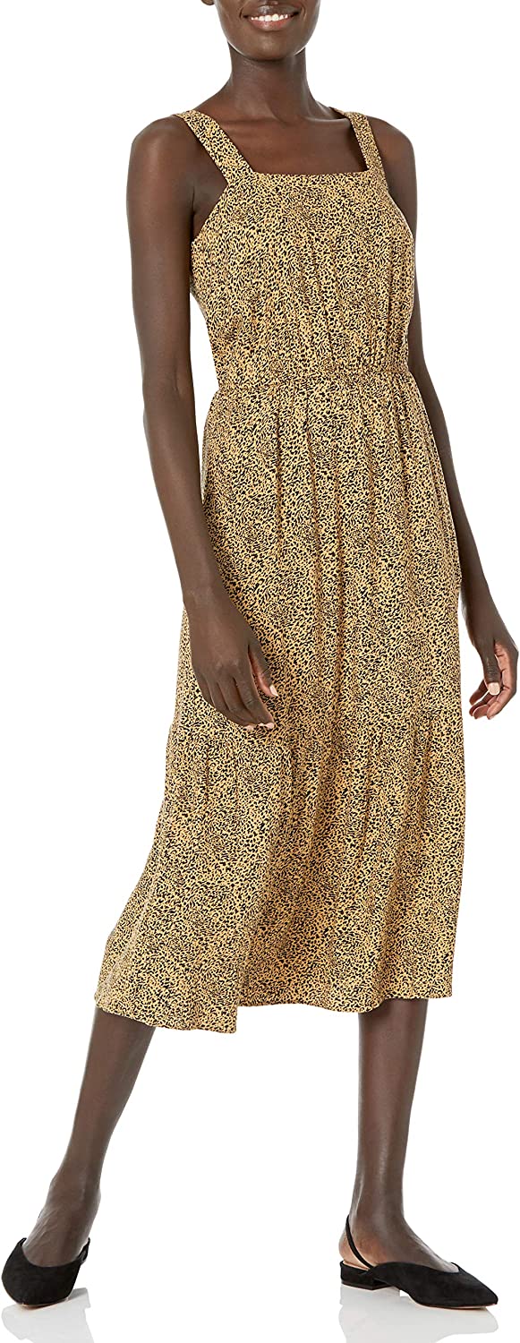 Women's Fluid Twill Tiered Midi Summer Dress