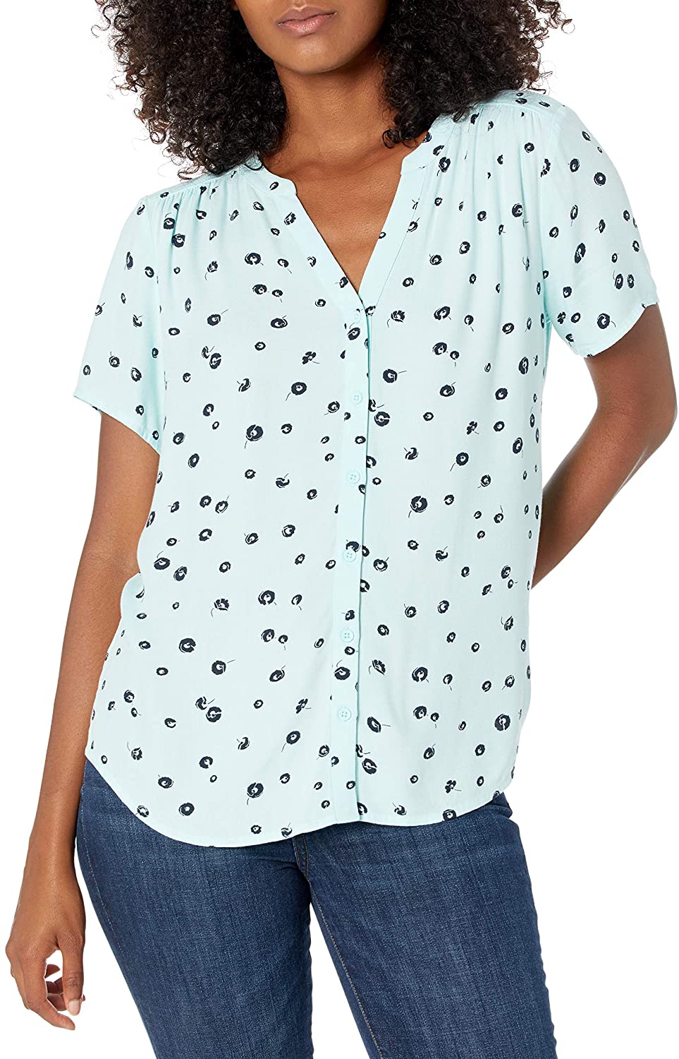 Essentials Women's Short-Sleeve Woven Blouse