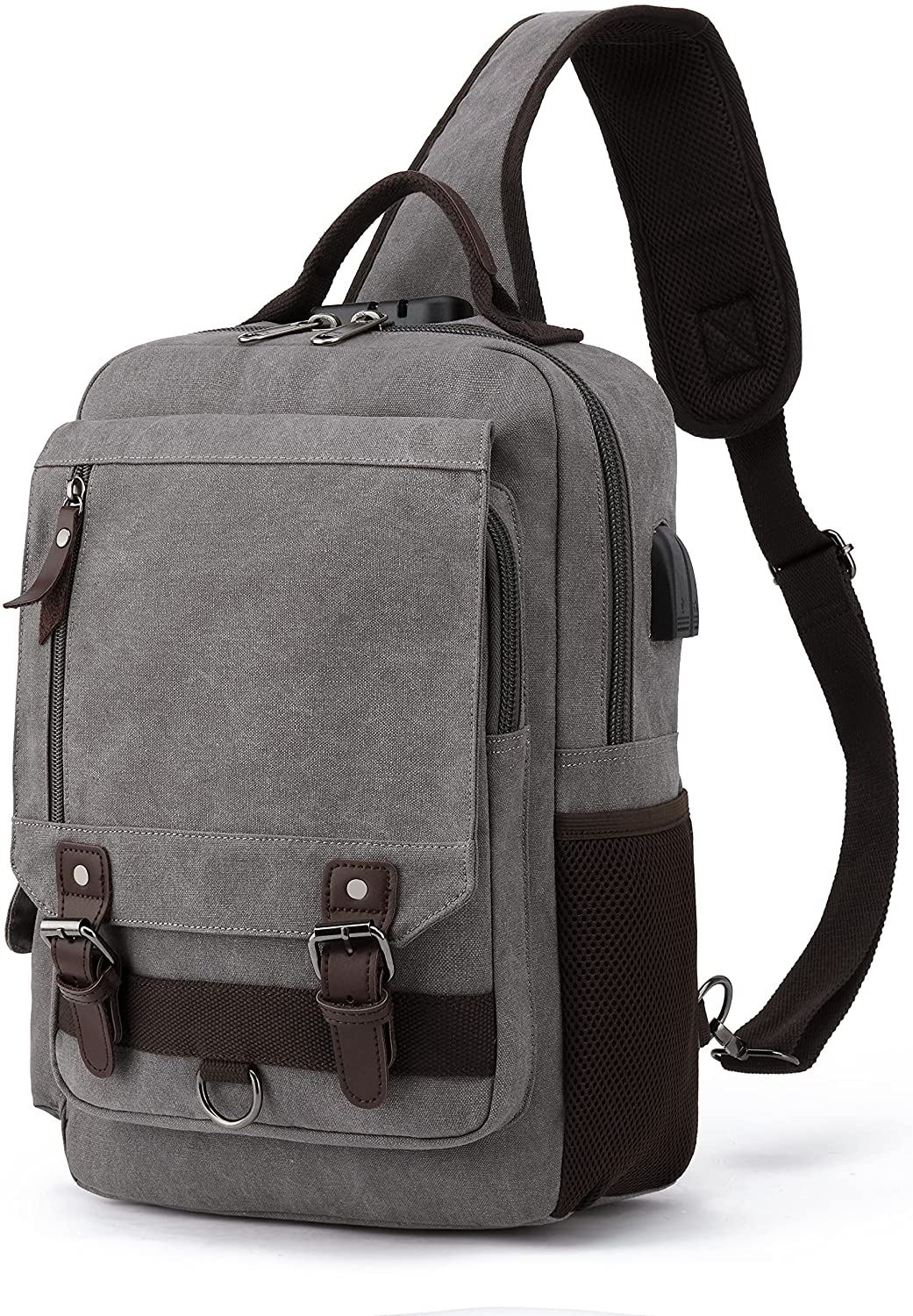 Leaper Canvas Messenger Bag Sling Bag Cross Body Bag Shoulder Bag Black, L