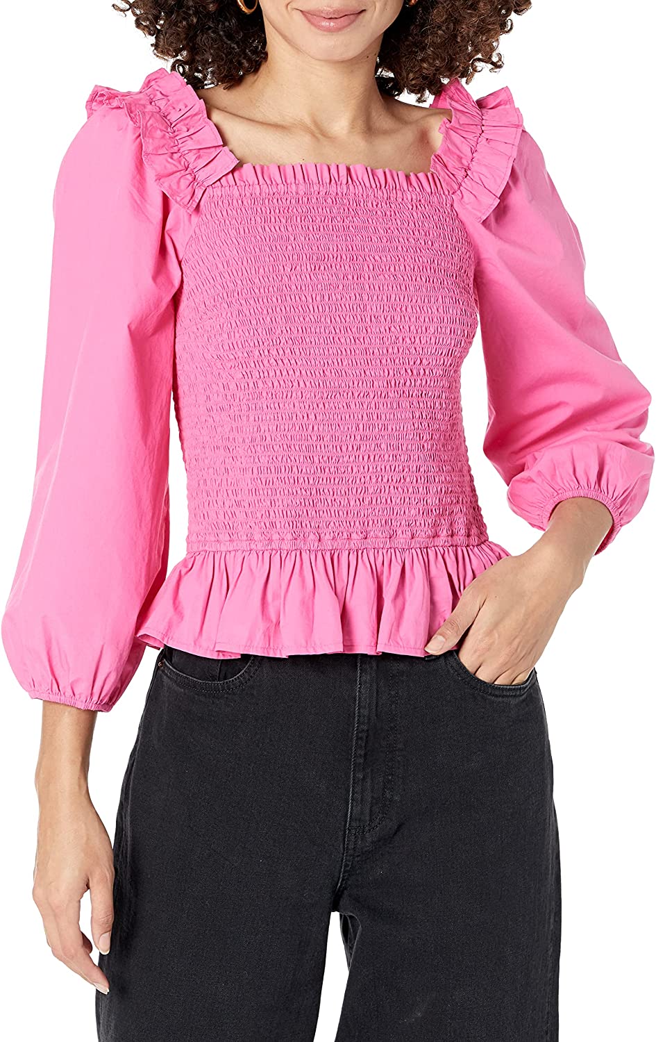 Women's Marisol Long Sleeve Ruffle Smocked Cropped Top