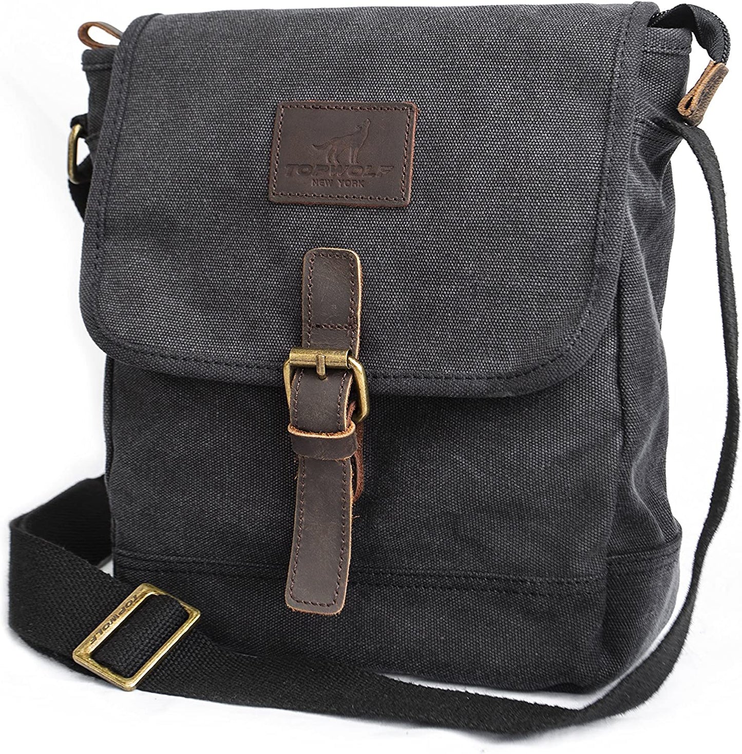Canvas Messenger Bag TOPWOLF Small Crossbody Bag Casual Travel Working Tools Bag Shoulder Bag Hold Phone Handset Anti Theft