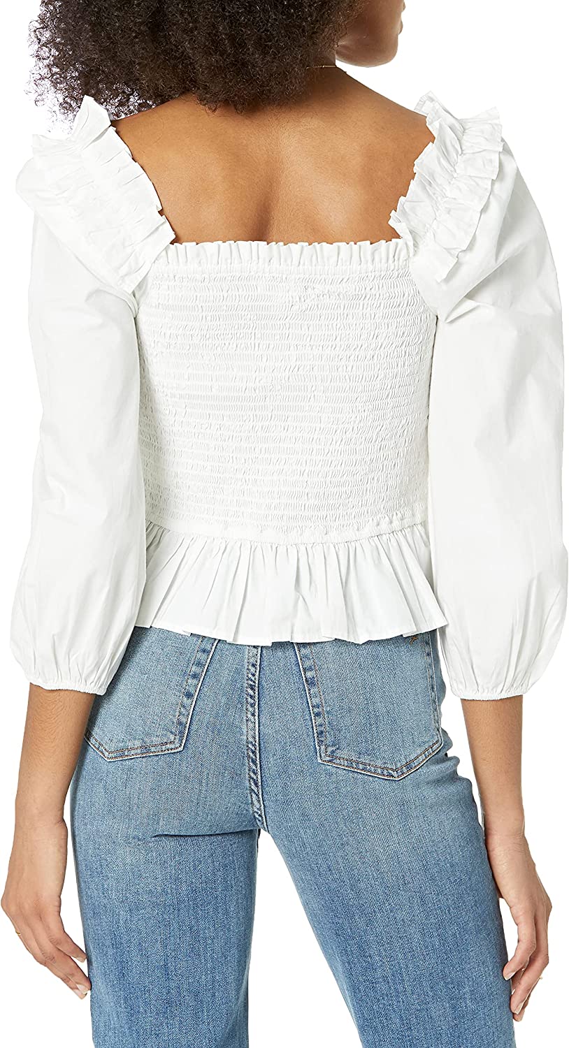 Women's Marisol Long Sleeve Ruffle Smocked Cropped Top