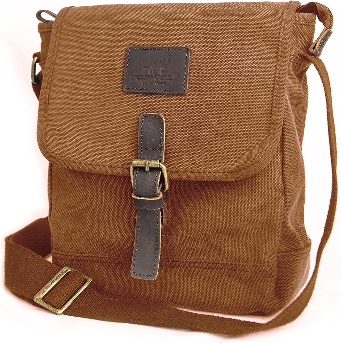Canvas Messenger Bag TOPWOLF Small Crossbody Bag Casual Travel Working Tools Bag Shoulder Bag Hold Phone Handset Anti Theft