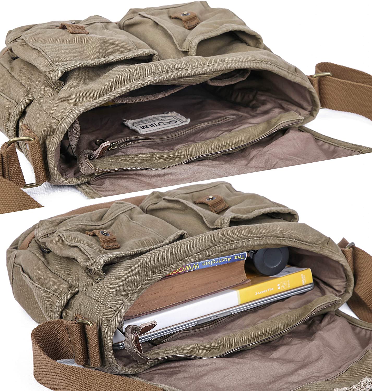 Gootium Canvas Messenger Bag - Vintage Shoulder Bag Frayed Style Boho Satchel