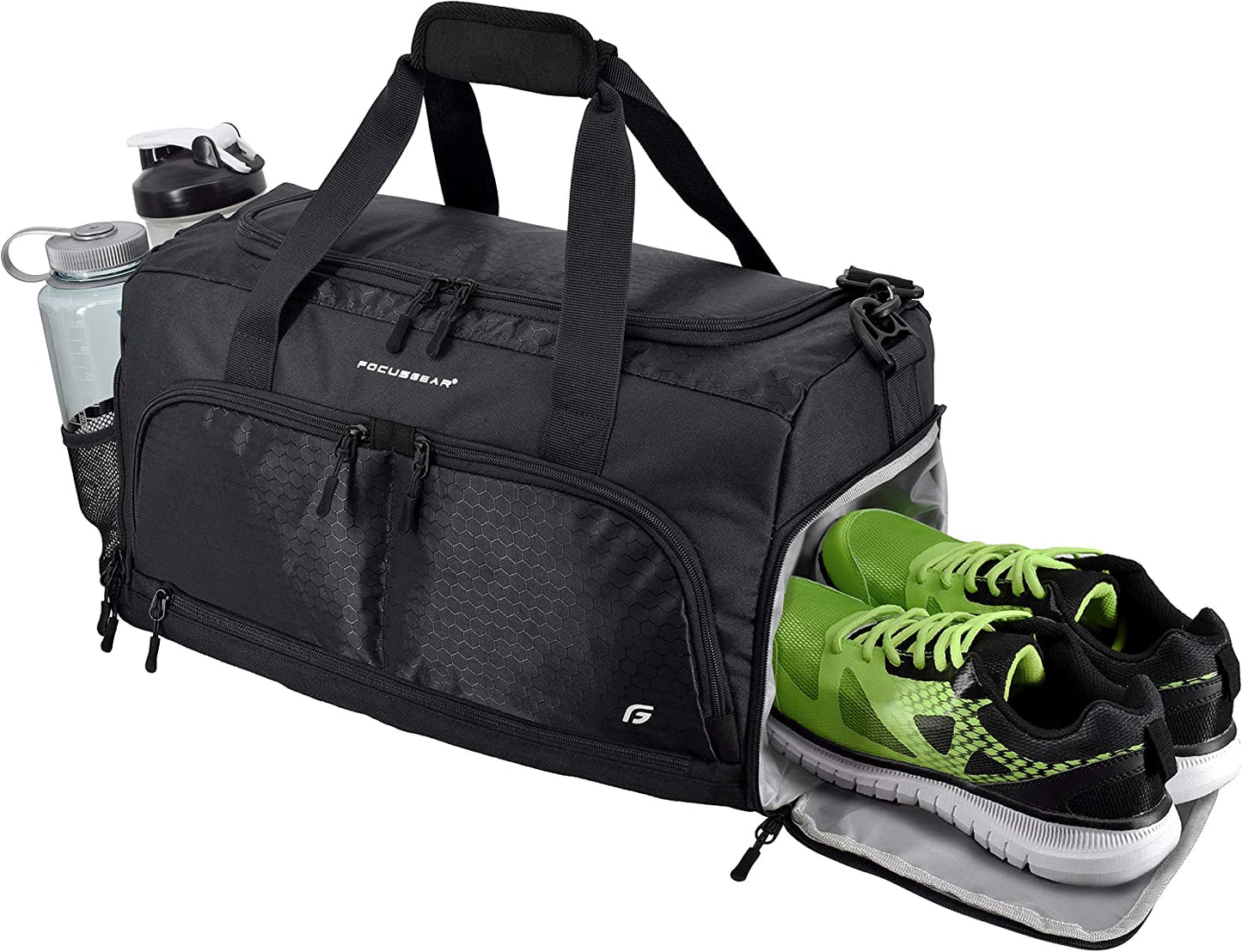 Bag 2.0: The Durable Crowdsource Designed Duffel Bag with 10 Optimal Compartments Including Water Resistant Pouch (Black, Medium (20"))