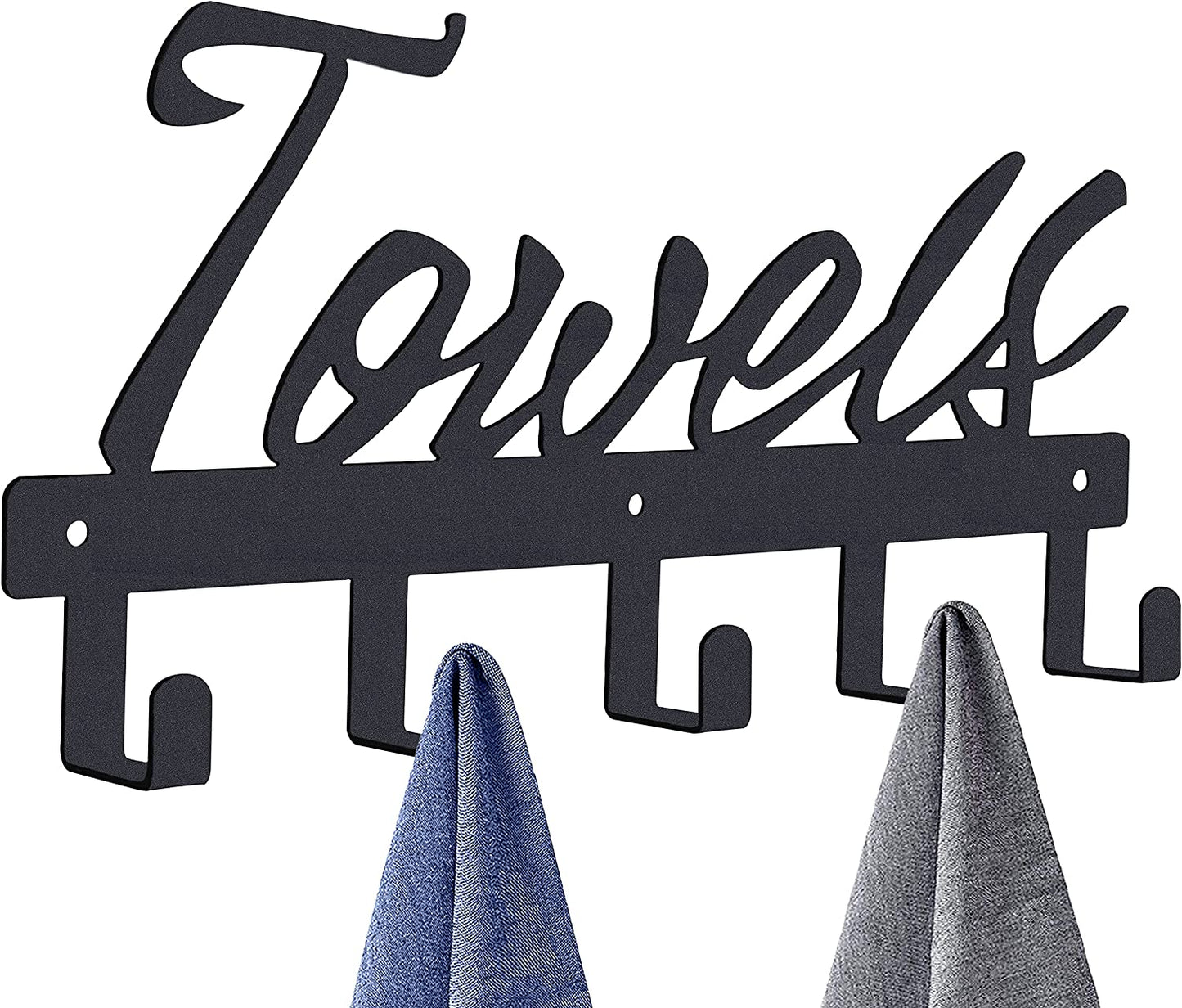 Bath Towel Rack for Wall Hooks -Organize and Easy to Install Towel Holder - Modern Bathroom Decor Storage for Robe Hand Towel Wash Clothes (Silver Grey)