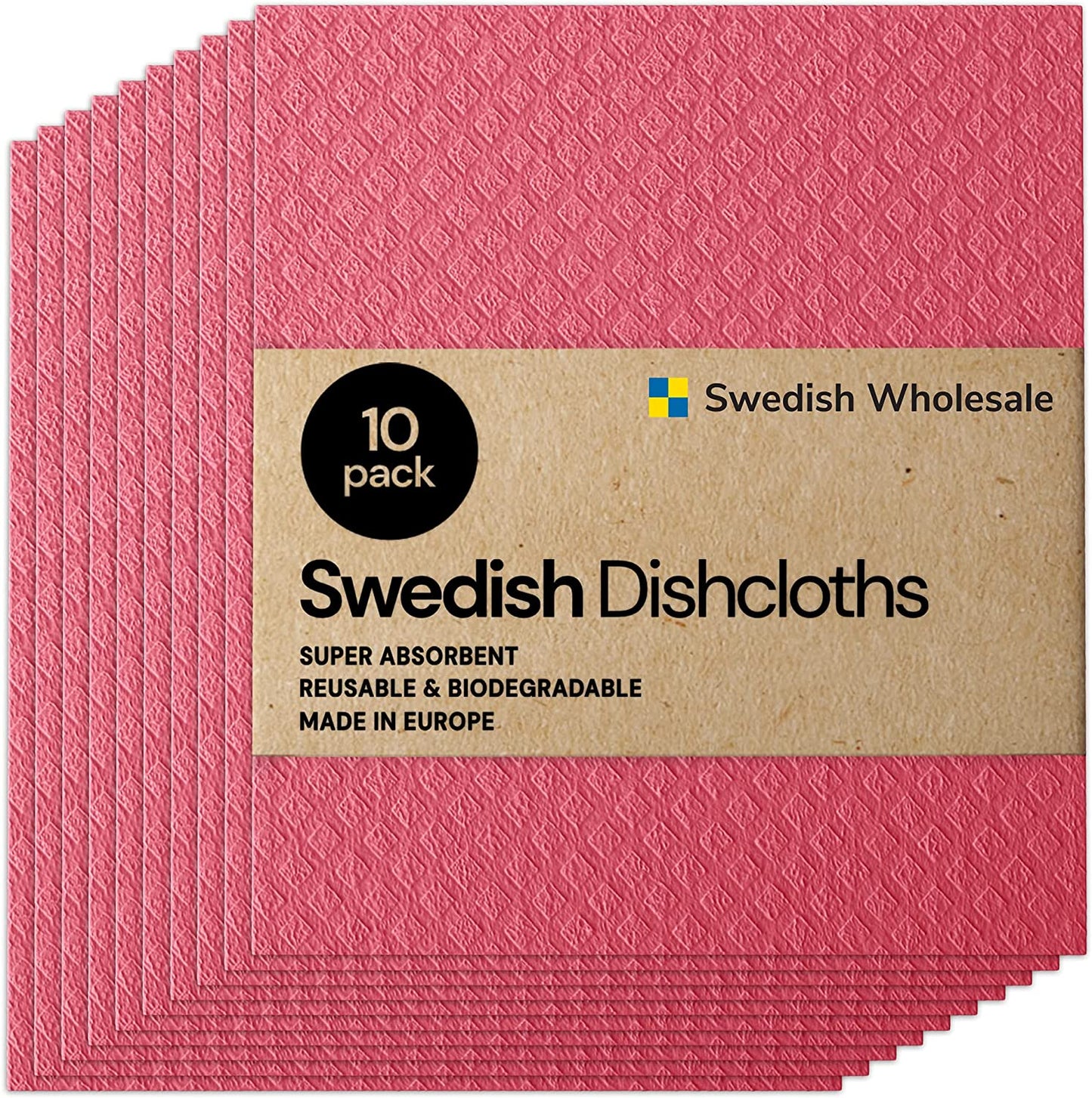 Swedish Wholesale Swedish Dish Cloths - 10 Pack Reusable, Absorbent Hand Towels for Kitchen, Counters & Washing Dishes - Cellulose Sponge Cloth - Eco Friendly Gifts - Assorted