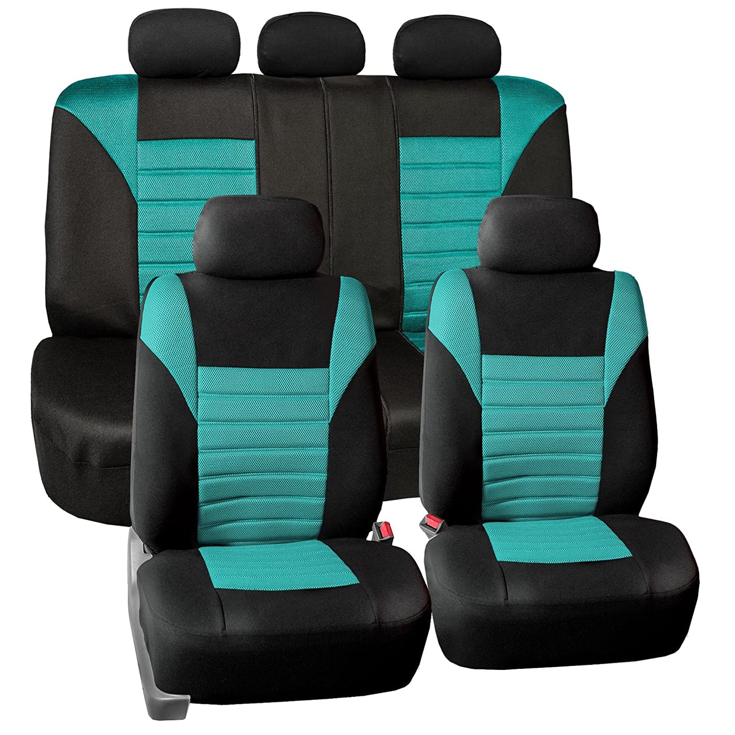 Automotive Seat Covers Beige Universal Fit Full Set Premium 3D Air Mesh Design fits Most Cars, SUVs, and Trucks (Airbag and Rear Split Bench Compatible) FH Group FB068BEIGE115