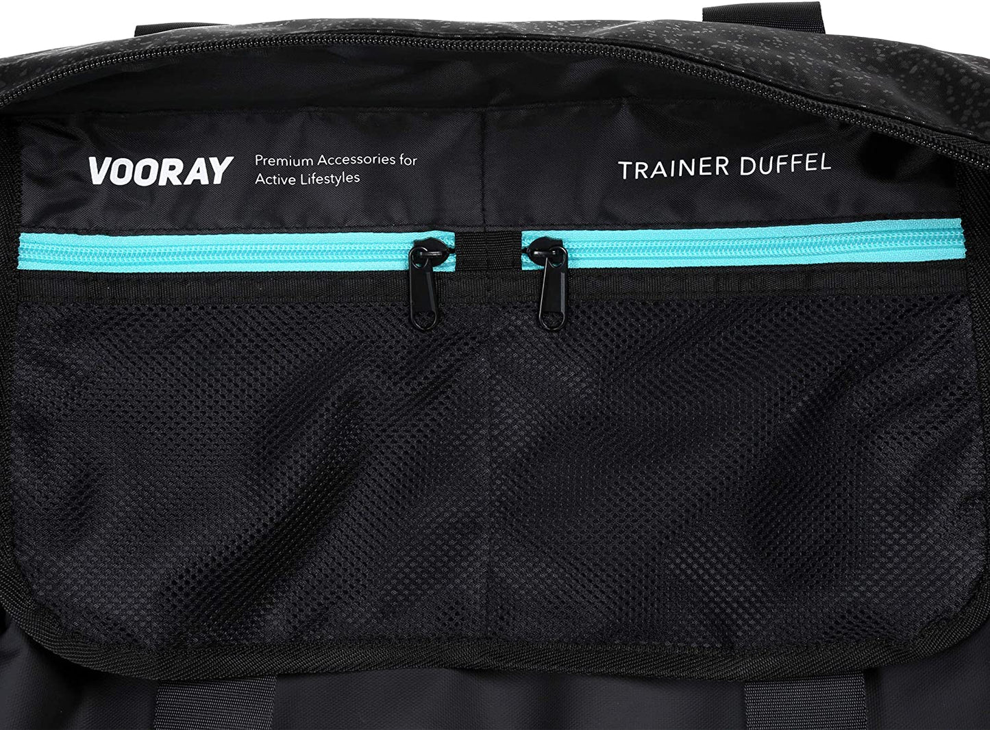 Vooray Trainer Duffle, Water-Resistant Gym Bag with Shoe Compartment and Wet-Gear Pocket 25L (Black Foil, Trainer (24L))