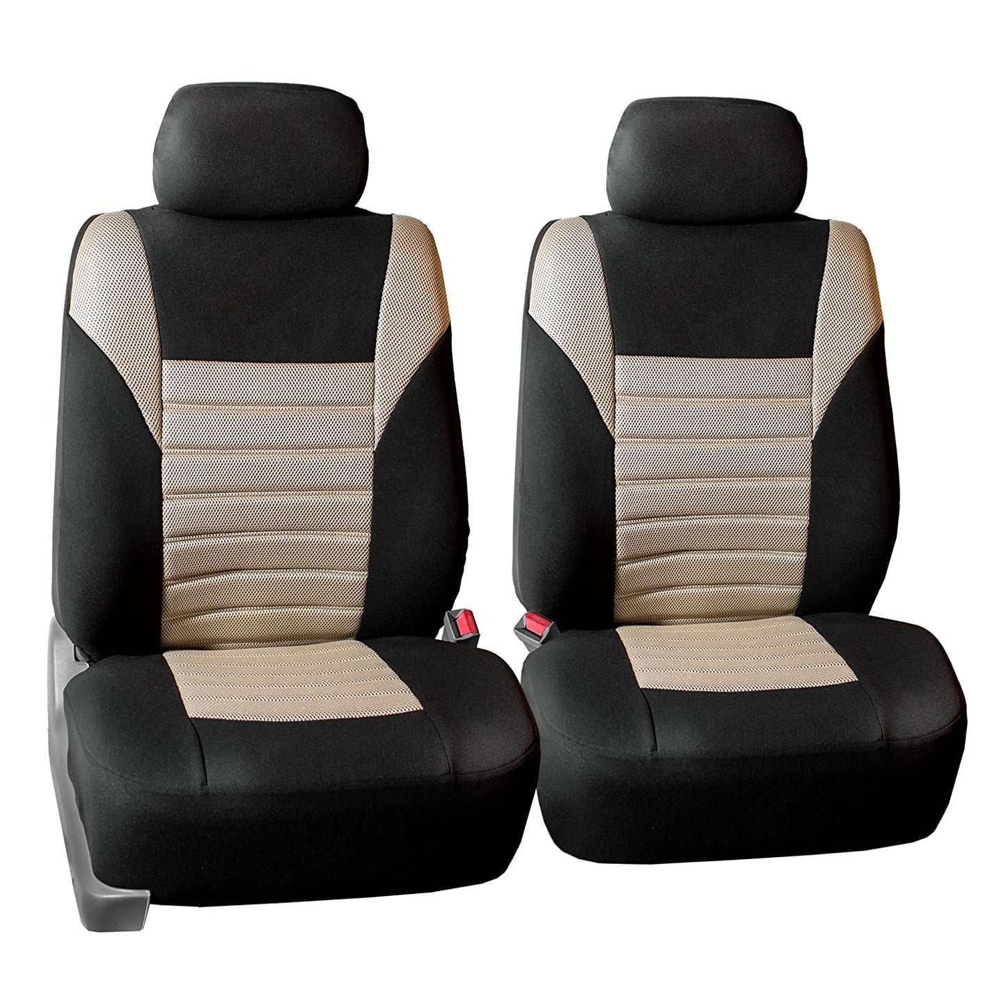 Automotive Seat Covers Beige Universal Fit Full Set Premium 3D Air Mesh Design fits Most Cars, SUVs, and Trucks (Airbag and Rear Split Bench Compatible) FH Group FB068BEIGE115