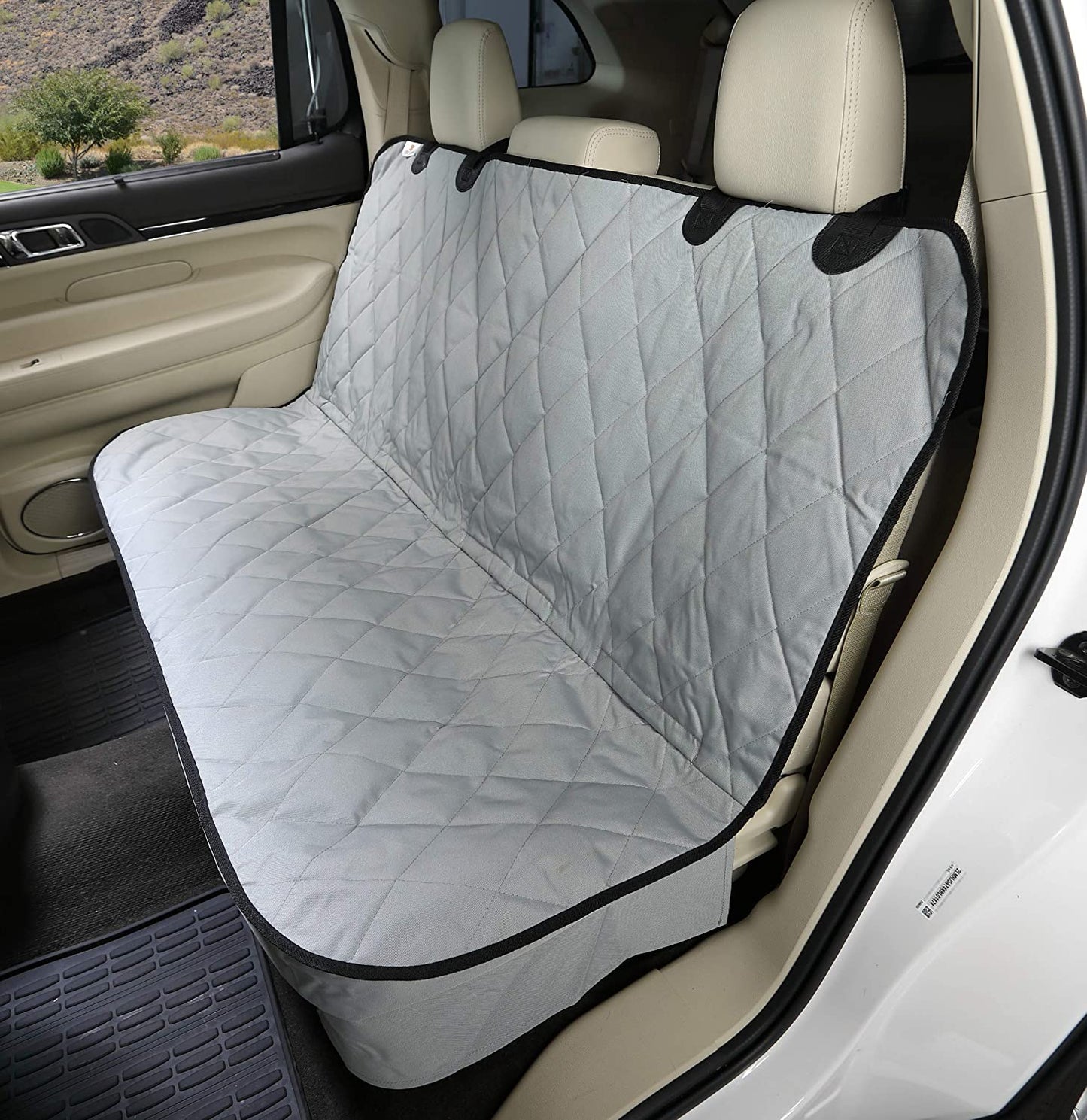 Dog Seat Cover Without Hammock for Cars, SUVs, and Small Trucks - Heavy Duty, Non Slip, Waterproof (Black)