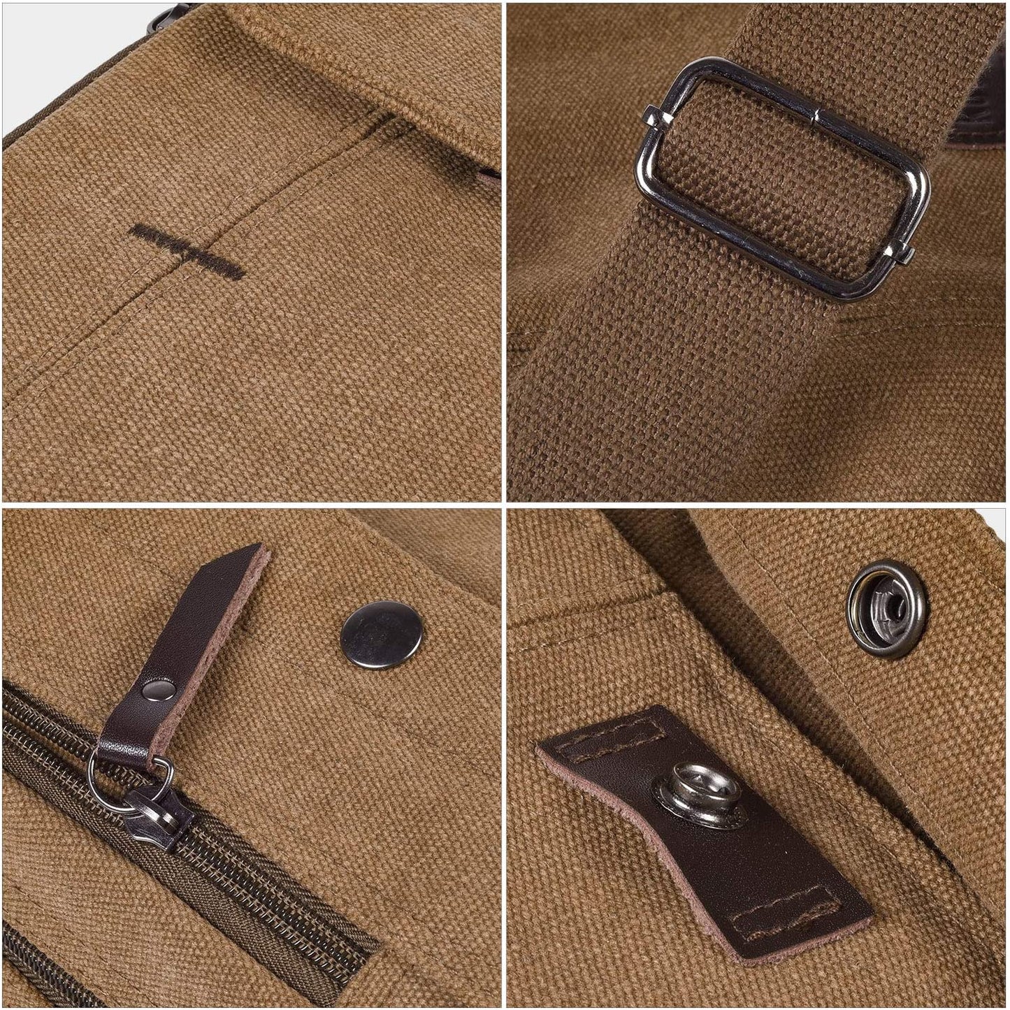 Men's Canvas Small Messenger Bag Casual Shoulder Bag Chest Bag Travel Carry Bag,Multi-pocket Purse