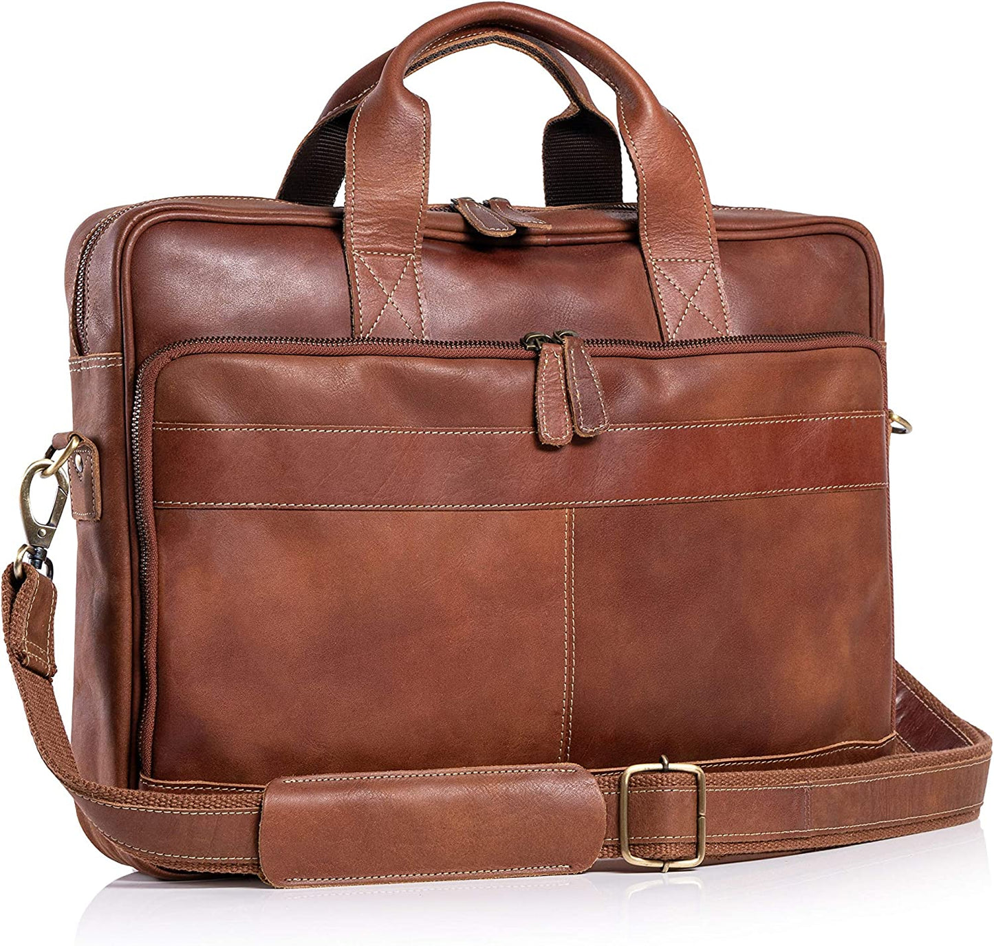 16 Inch Leather briefcases Laptop Messenger Bags for Men and Women Best Office School College Satchel Bag