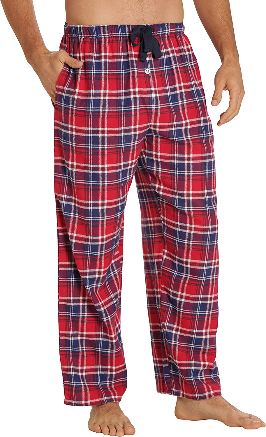 Sleepwear Mens Flannel Pajama Pants, Long 100% Cotton Pj Bottoms