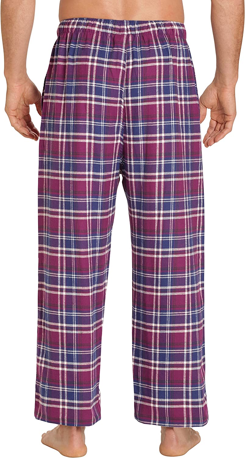 Sleepwear Mens Flannel Pajama Pants, Long 100% Cotton Pj Bottoms
